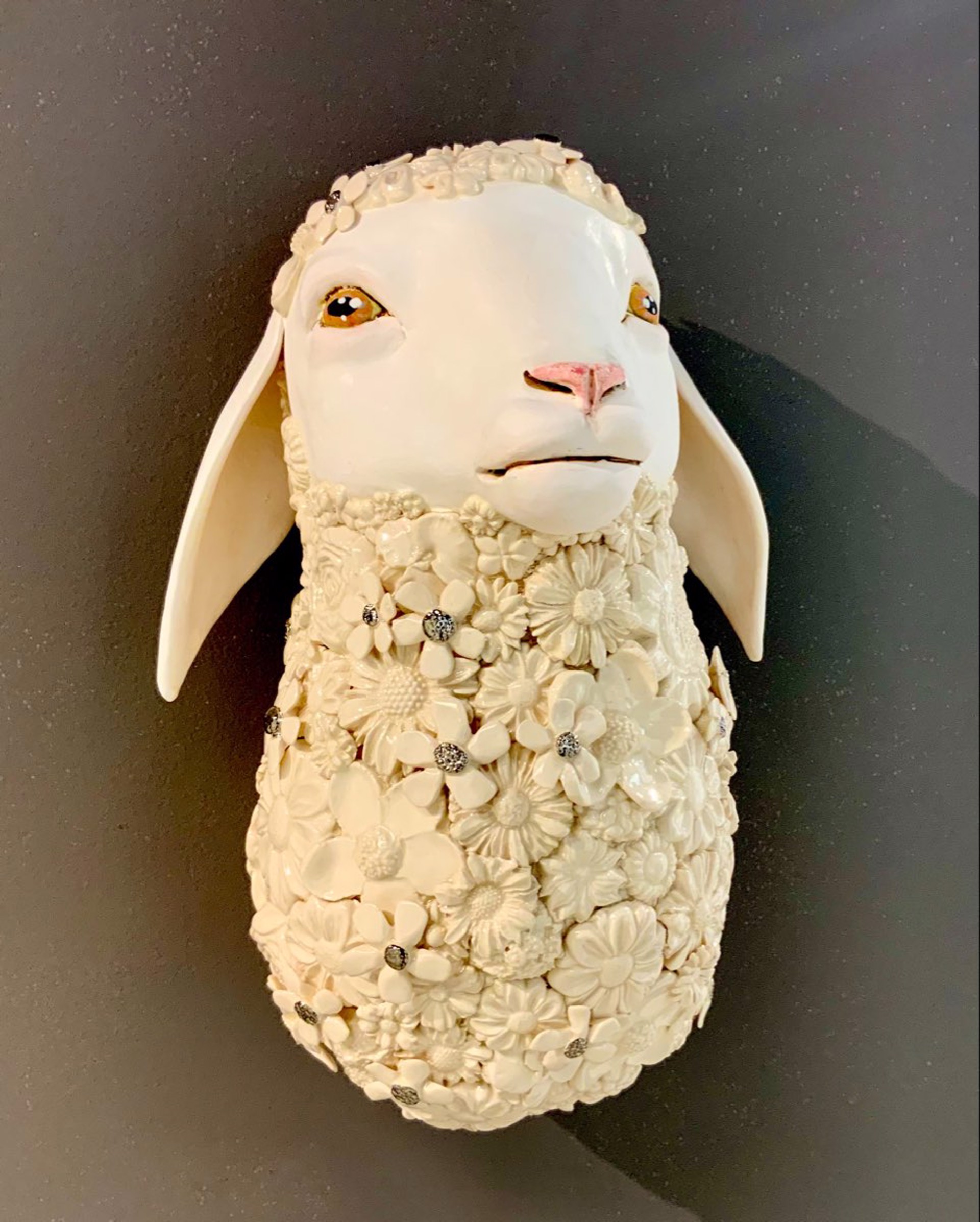 Flowery Sheep Wall Sculpture by Lisa Hager