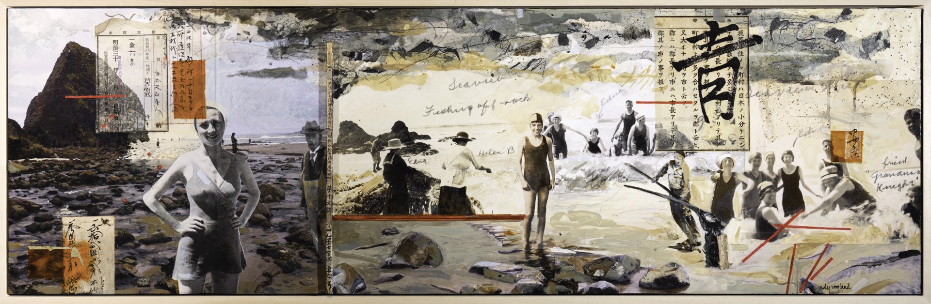 Fishing Off the Rocks, Seaview, Washington, 1939 by Judy Vogland