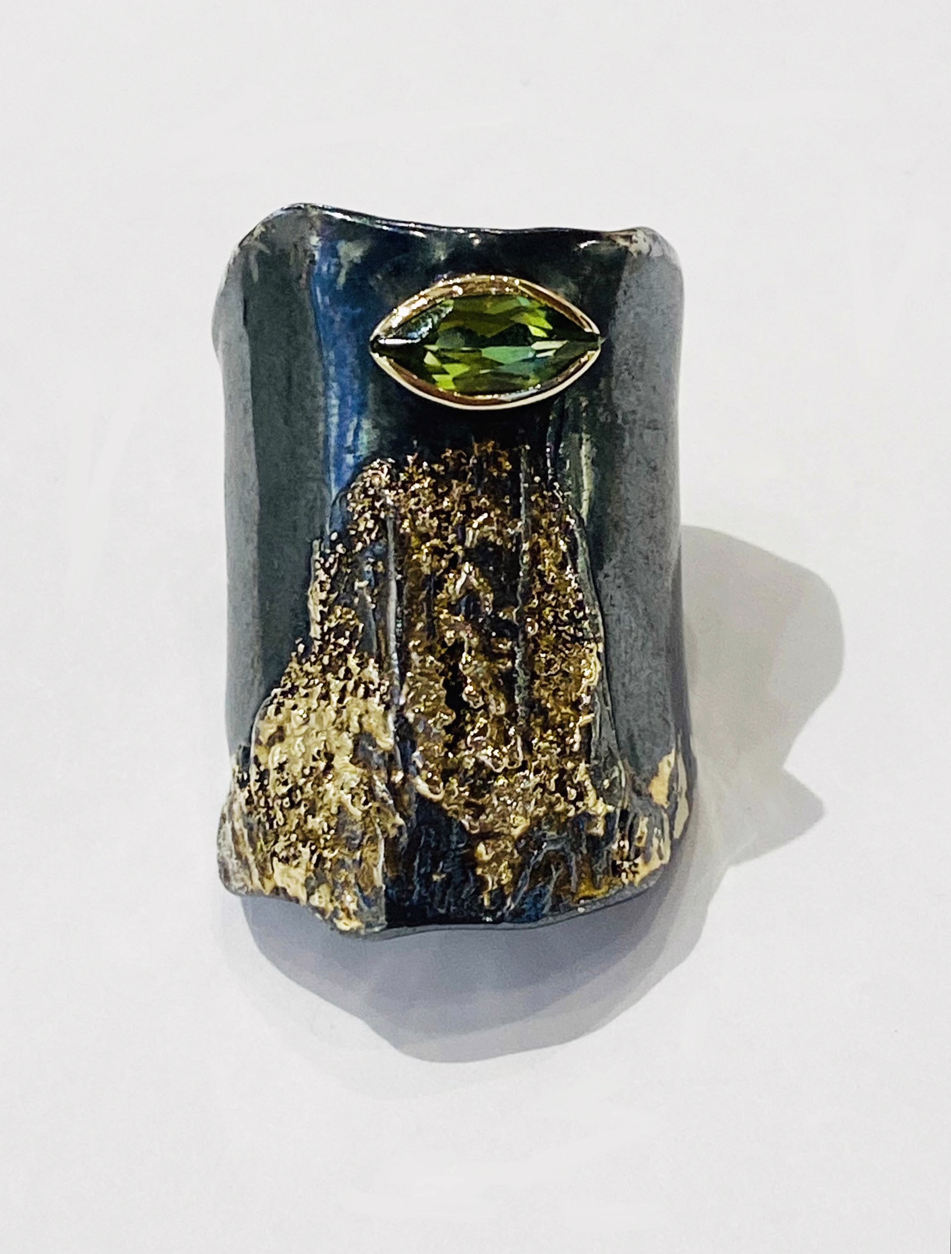 Wide Ring with Peridot by J COTTER