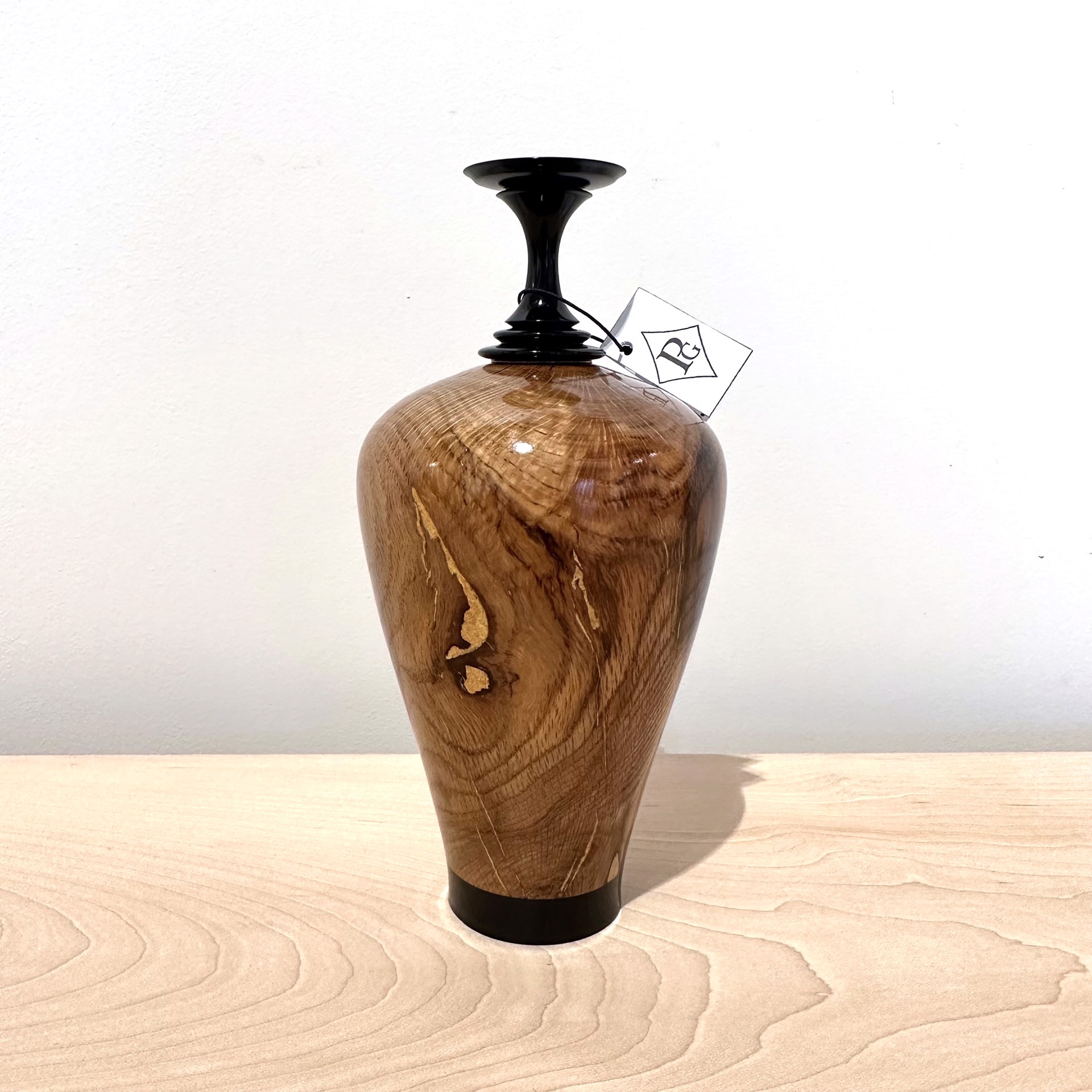 Blackwood and Ebonized Hardwood and Bronze Powder and Red Oak Vase by Paul Gray Diamond