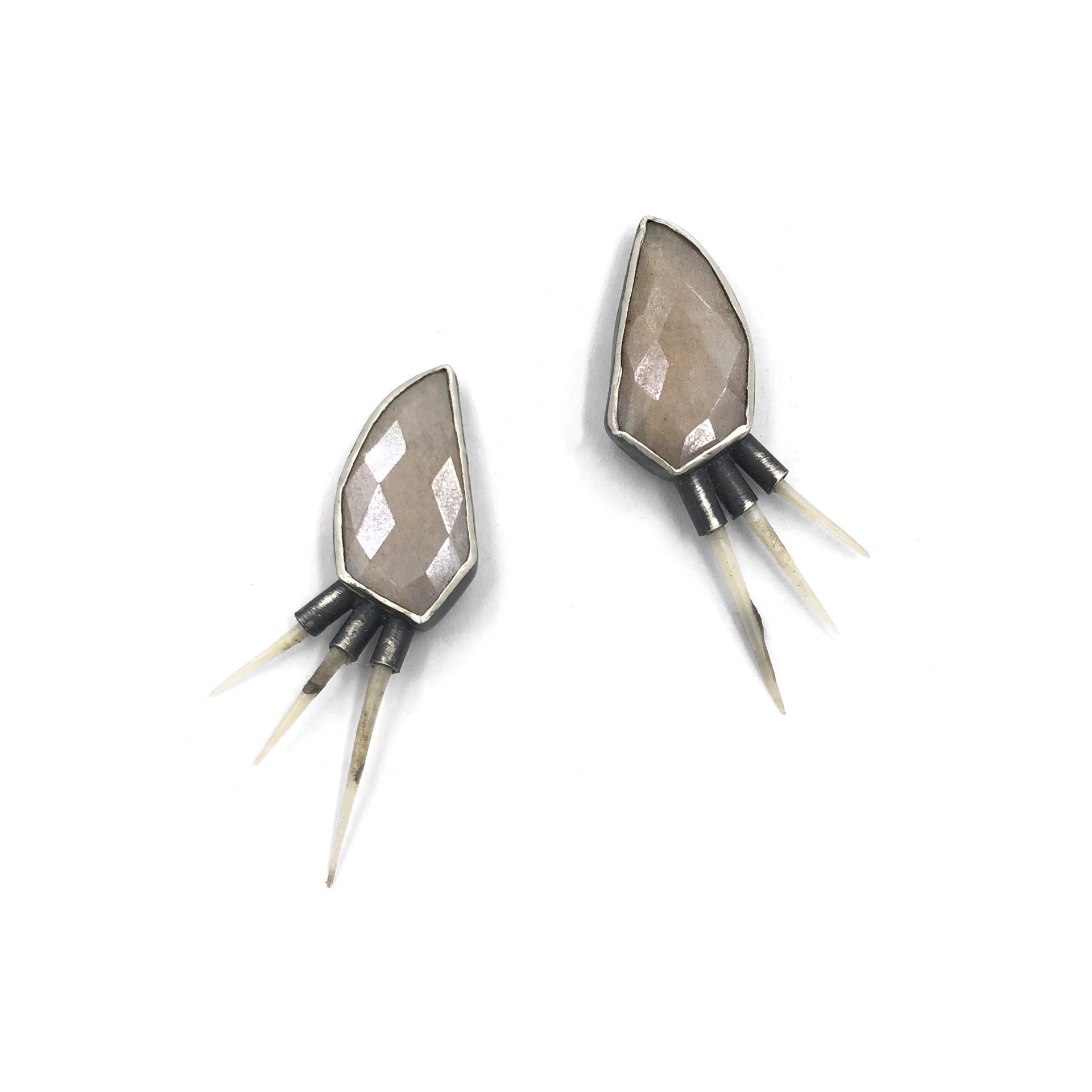 Moonstone Spine Earrings by Anna Johnson