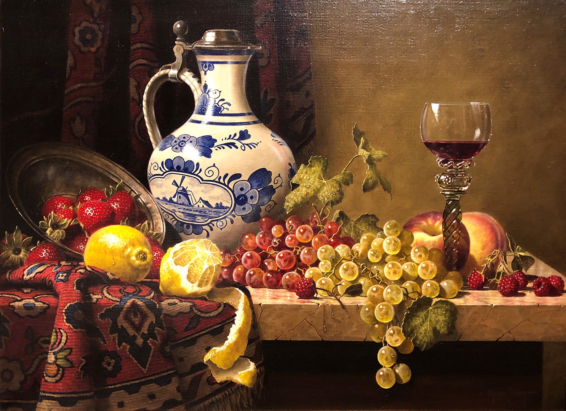 Blue Delft with Fruit by Mark Pettit