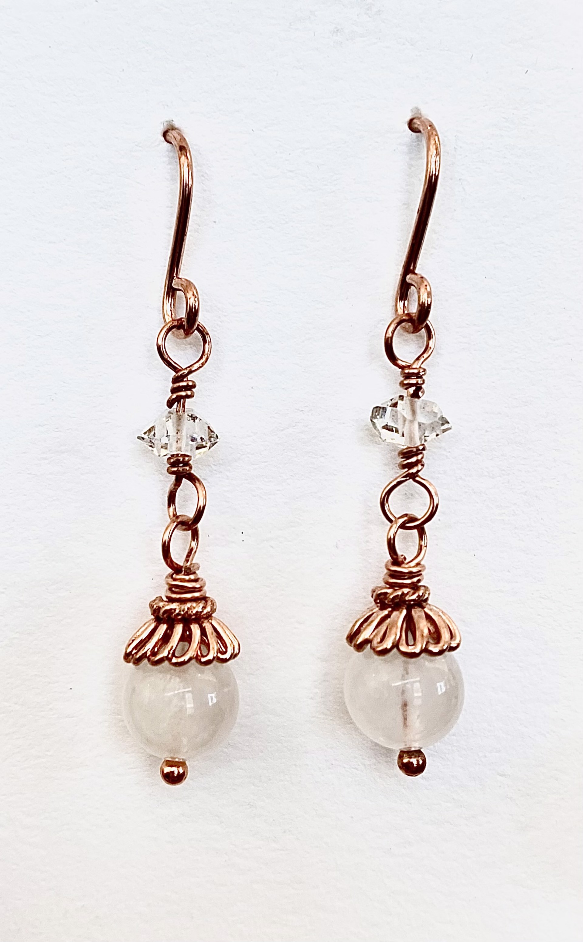 Copper Moonstone Herkimer Earrings by Emelie Hebert