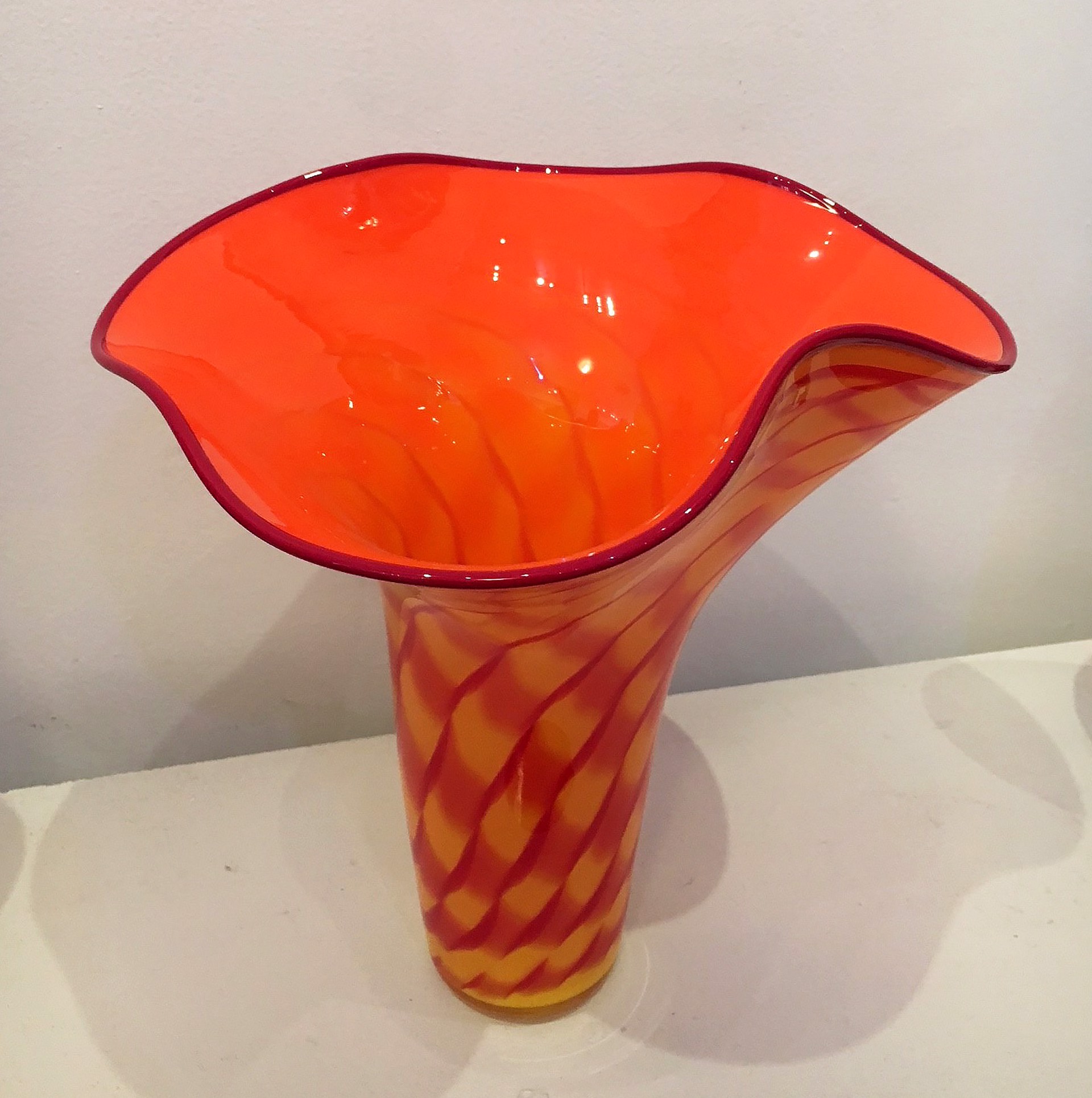 Orange & Red Wavy Vase by Tyler Kimball