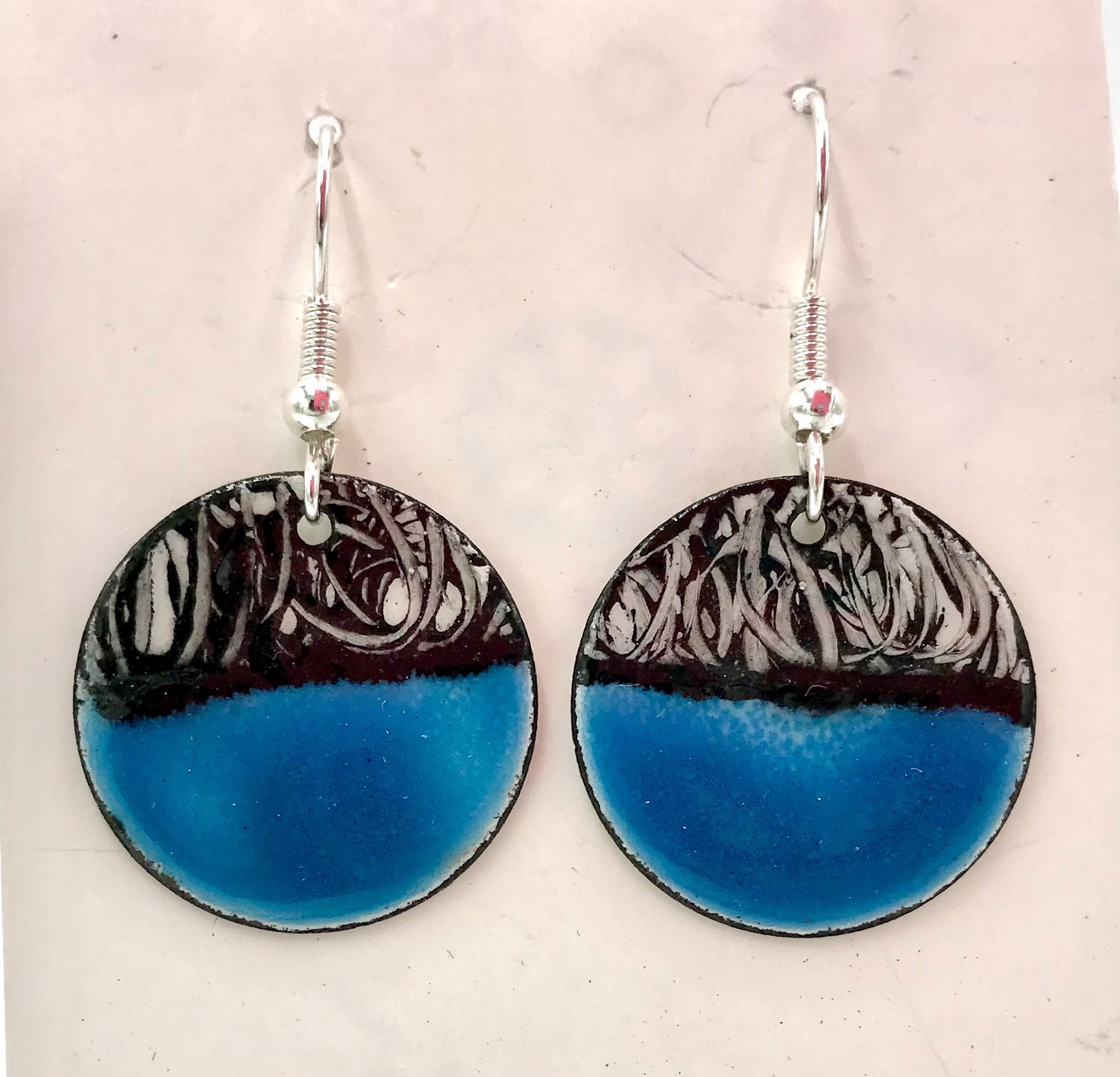 Earrings- Black & Turquoise Circles by Cathy Talbot