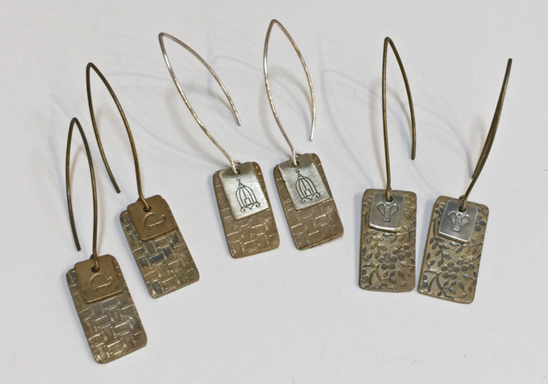 Earrings - Double Charm, Assorted Silver and Bronze by Pattie Parkhurst