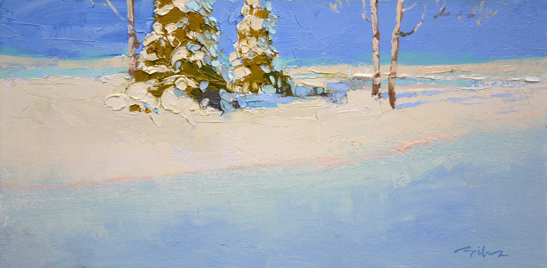 Original Oil Painting Of A Winter Landscape