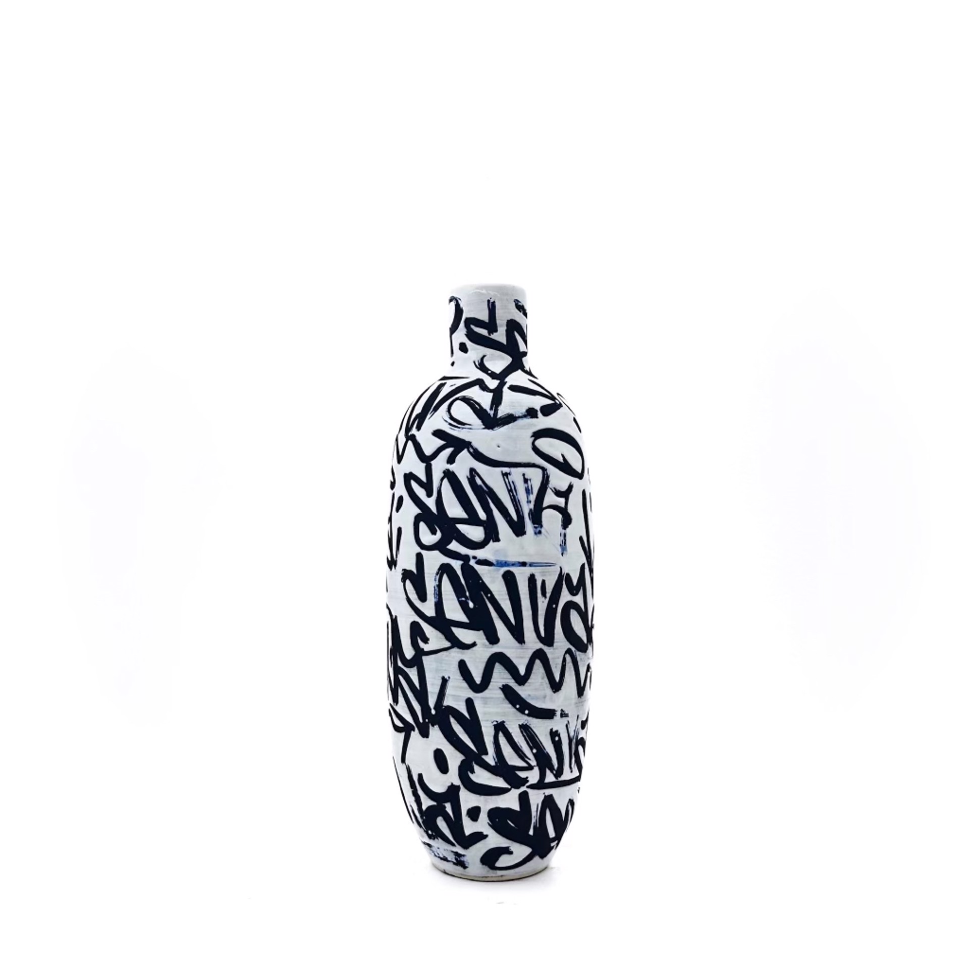 Black & White Graffiti Vase (Tall) by Adam Russell
