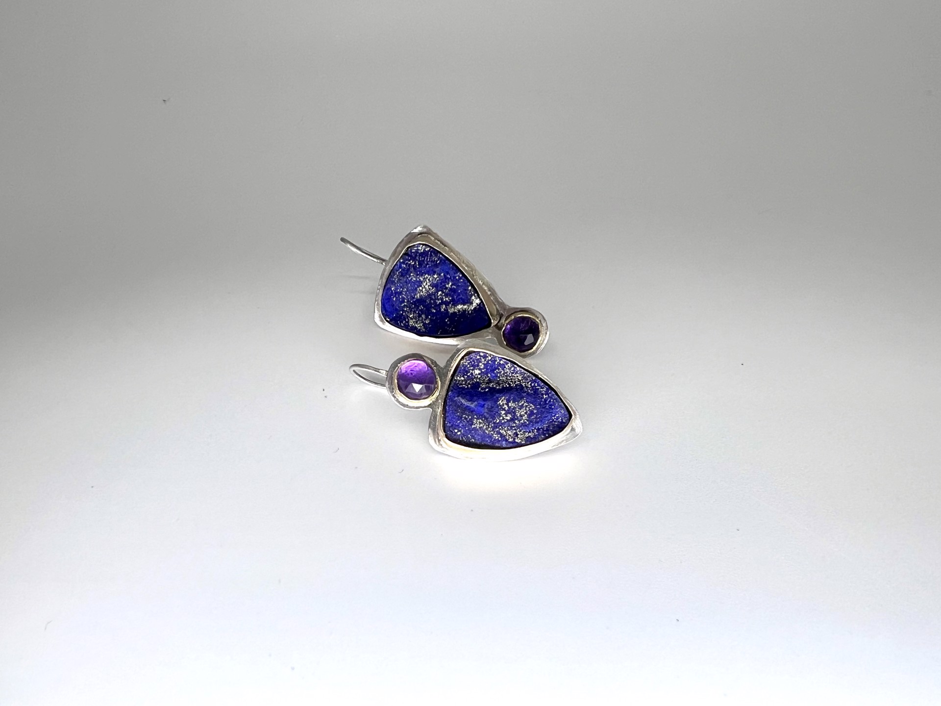 1357 Lapis With Amethyst Earrings by Suzanne Brown
