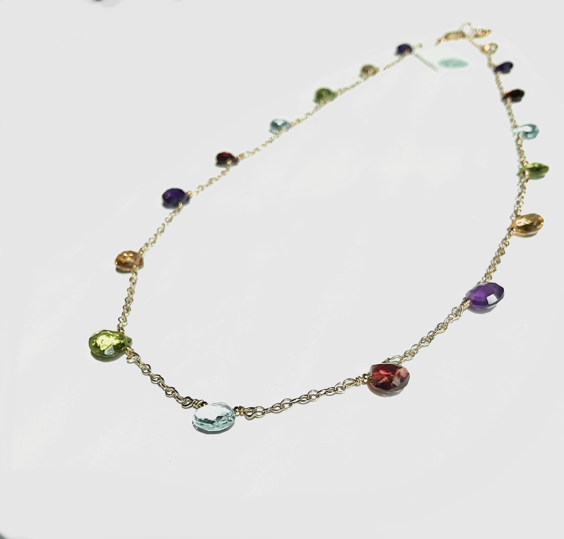 MLJA8506N Necklace of Citrine, Amethyst, Garnet, Peridot, Blue Topaz by Melinda Lawton Jewelry
