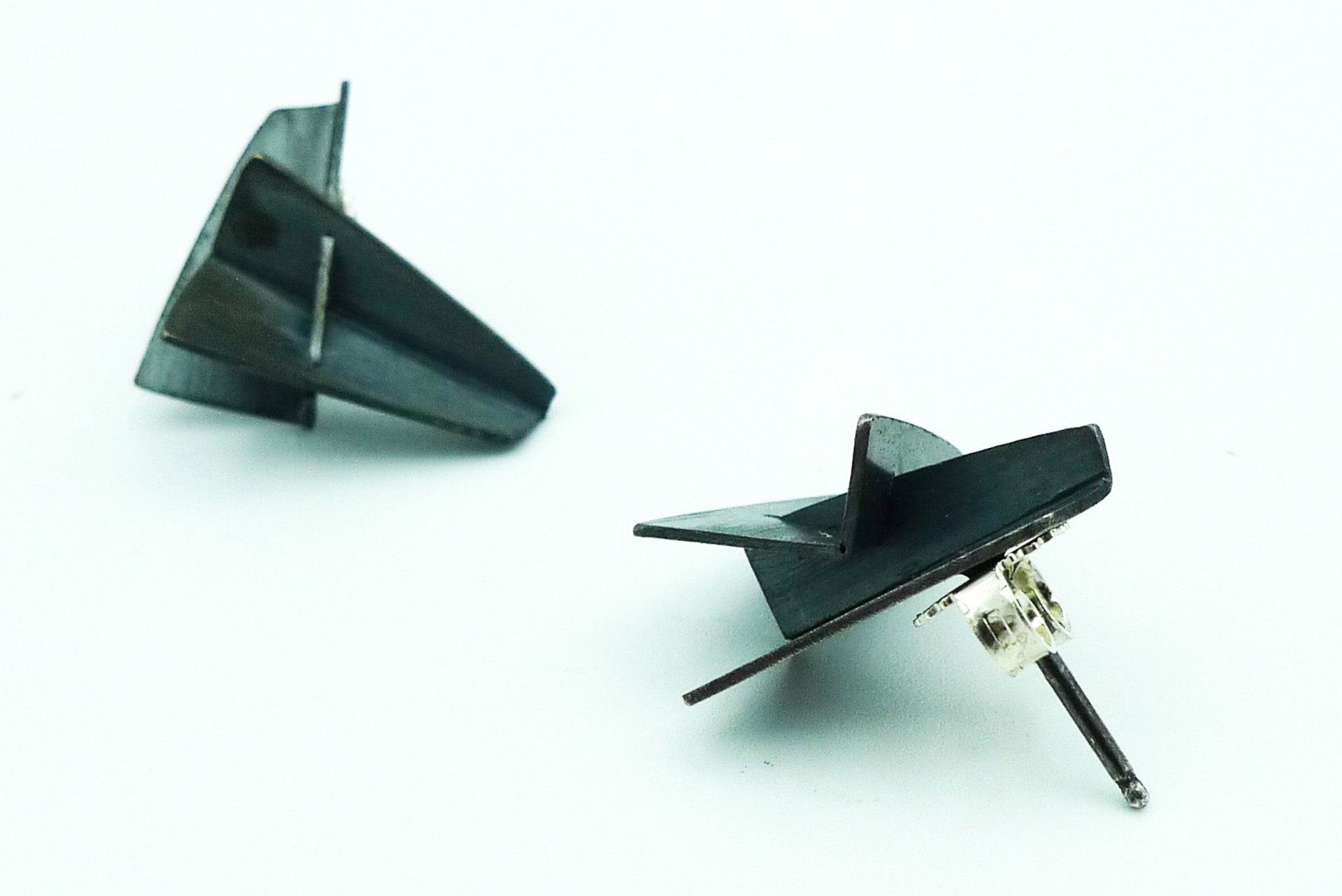 Small Oxidized Folded Post Earrings by Lauren Markley