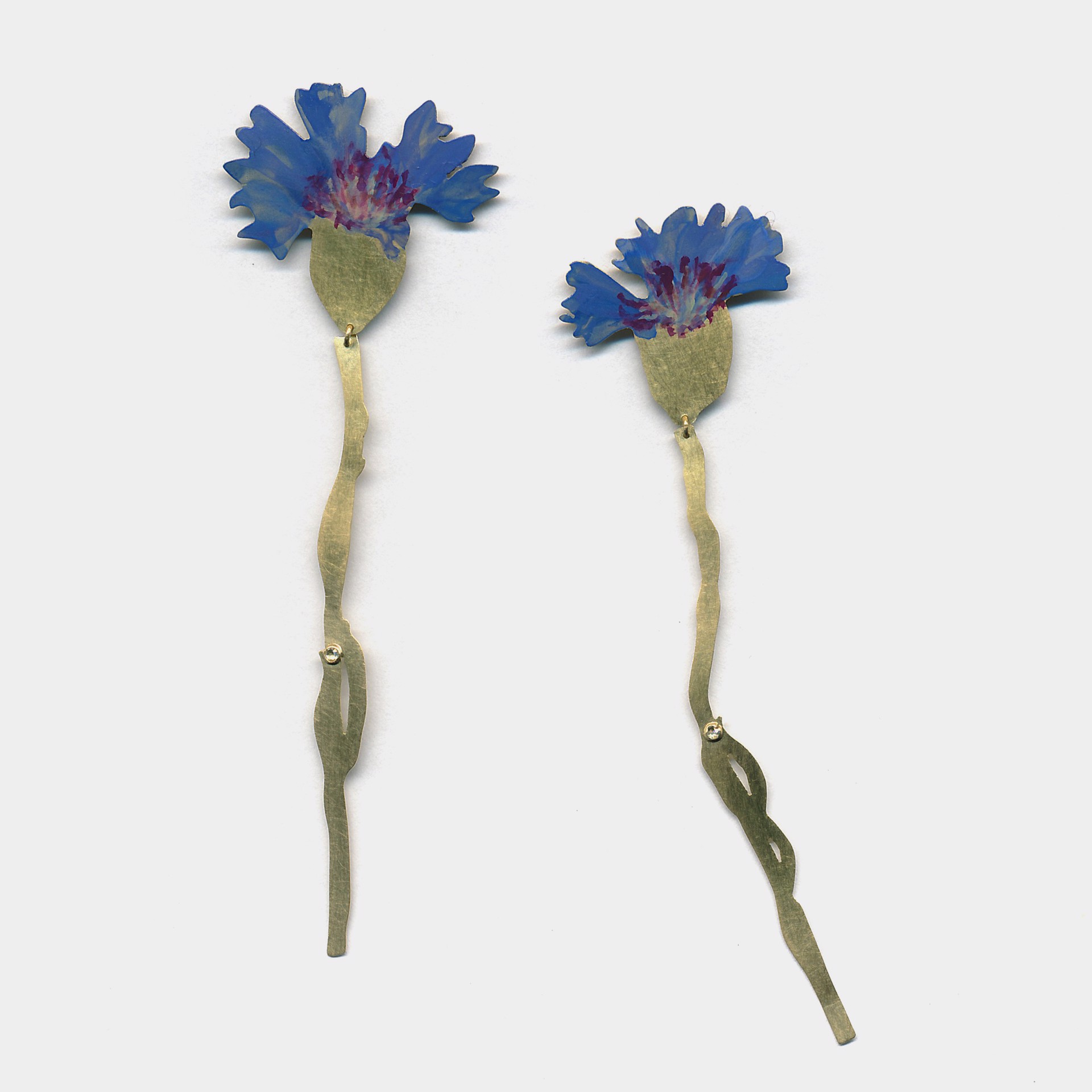 Natura Morta: Cornflower, Drop Earrings by Christopher Thompson Royds