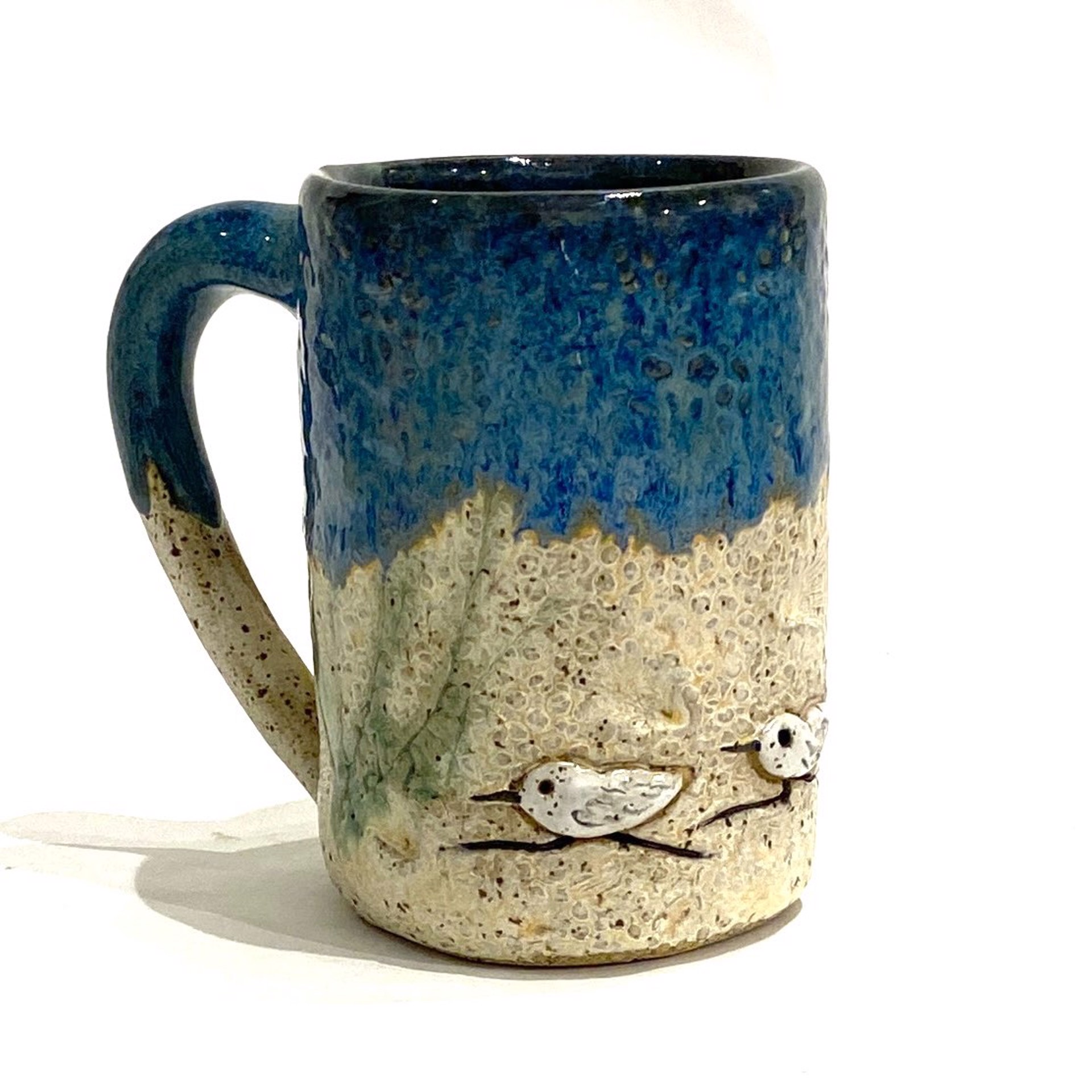 LG23-973a Sandpiper Mug (Blue Glaze) by Jim & Steffi Logan