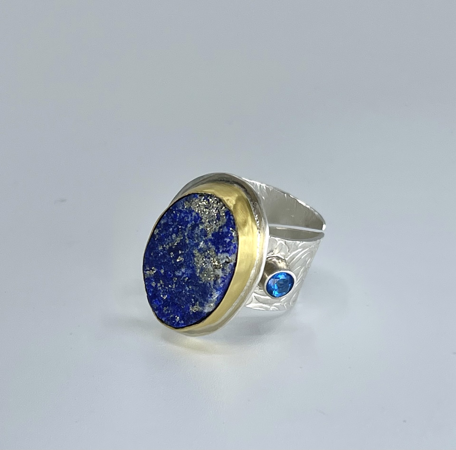 2222 Lapis & 2 Topaz Stones Ring by Suzanne Brown