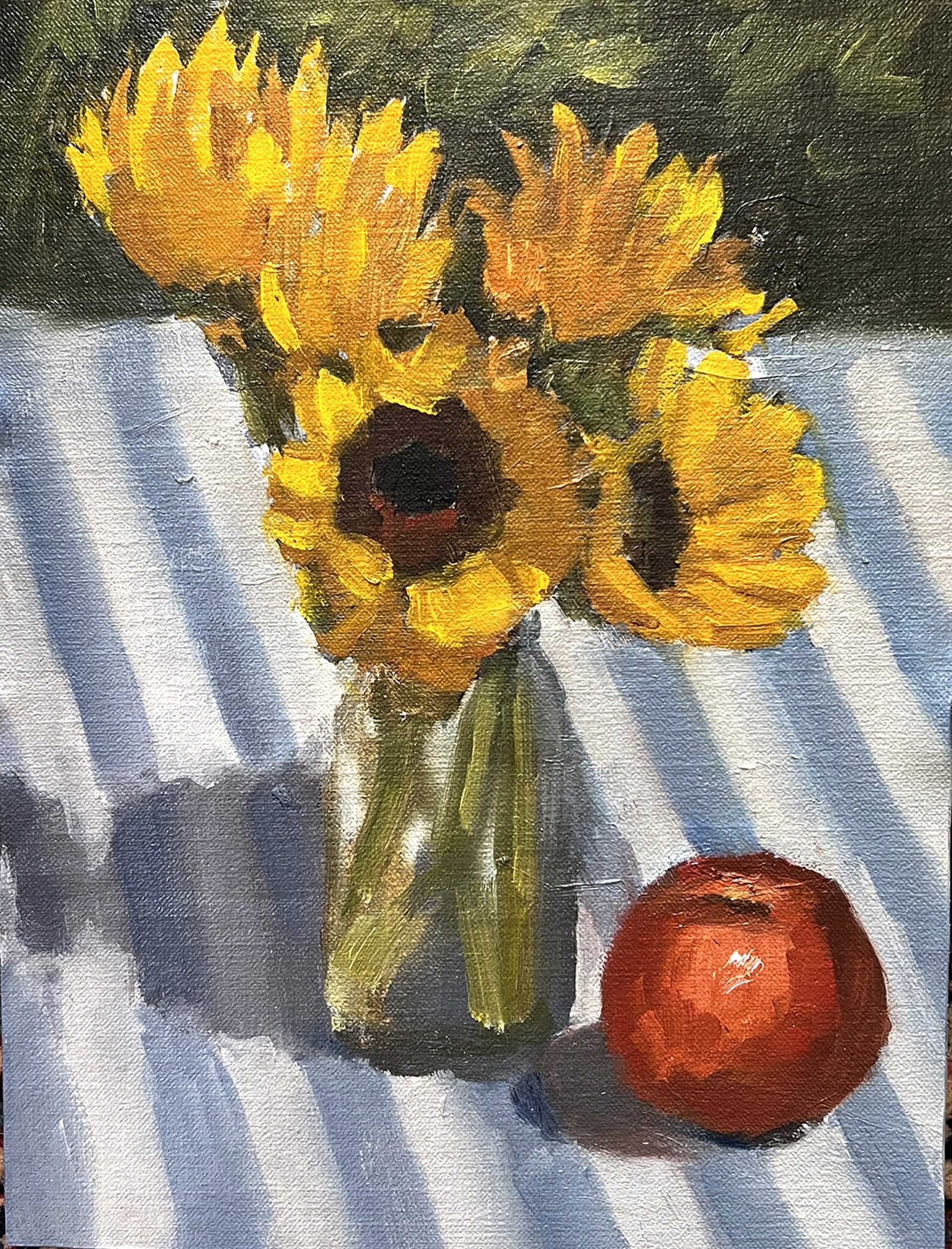Sunflowers and Apple by Laura Murphey