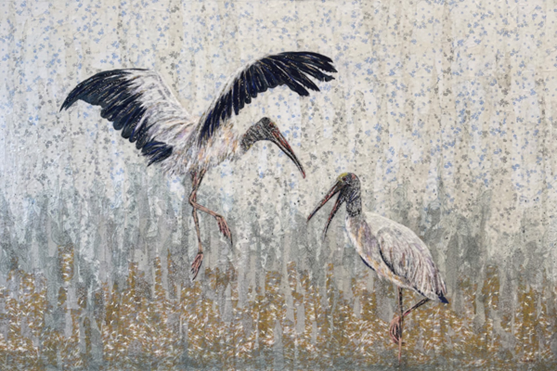 Wood Stork Dance- SOLD by Laura Adams