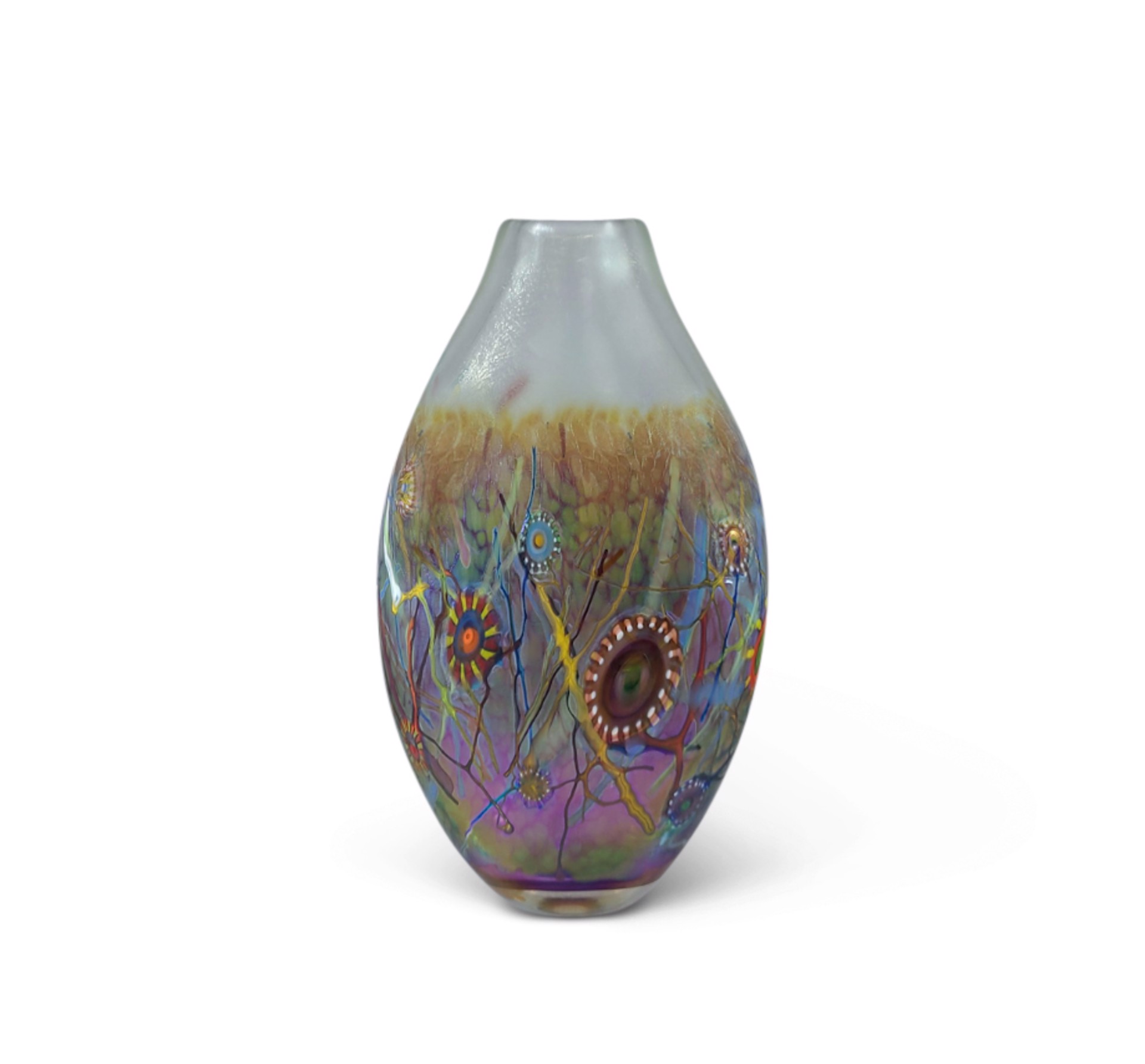 Small Amethyst Calypso Pouch Vase by Ken Hanson & Ingrid Hanson