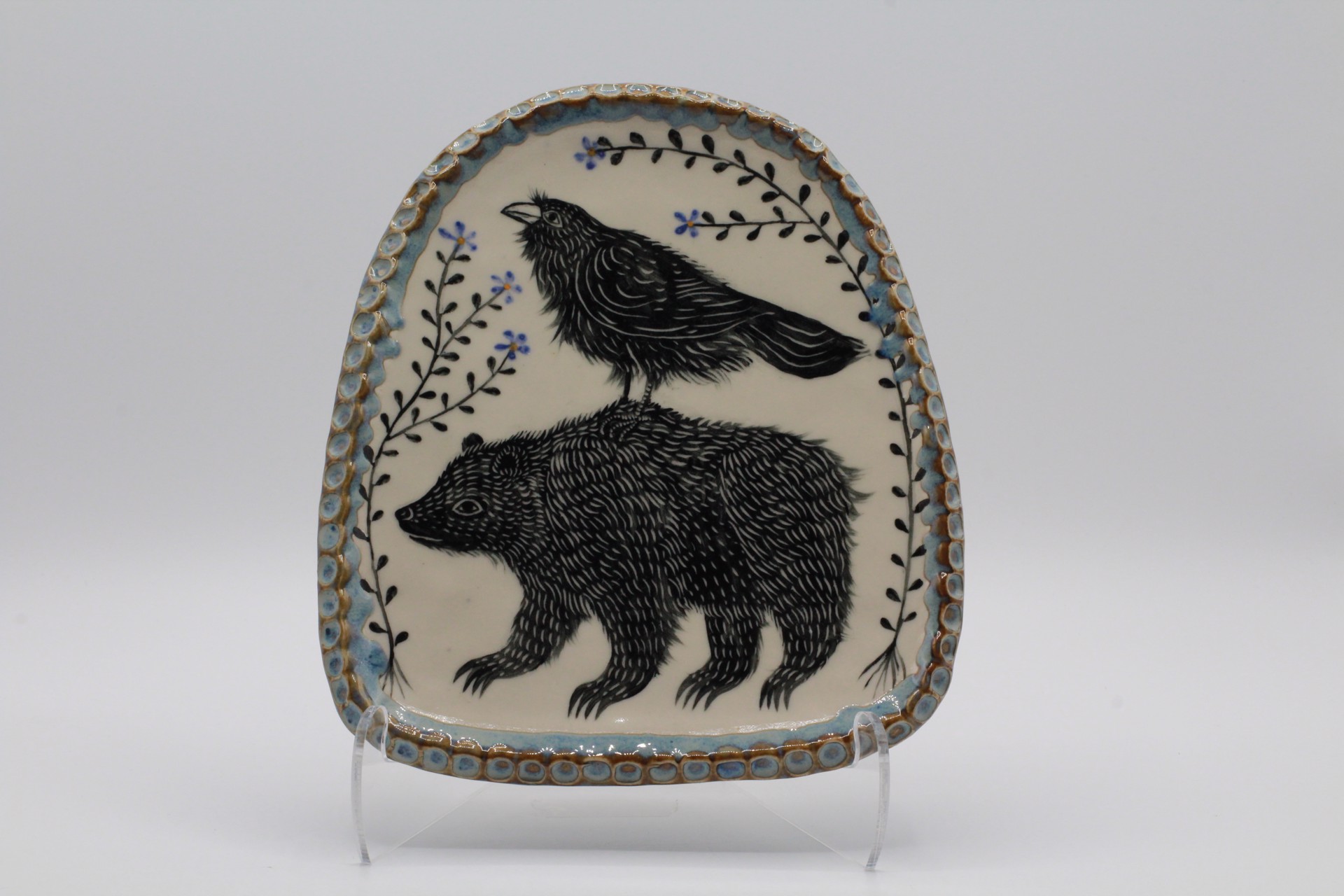 Raven and Bear Wall Hanging/Dish by Christine Sutton