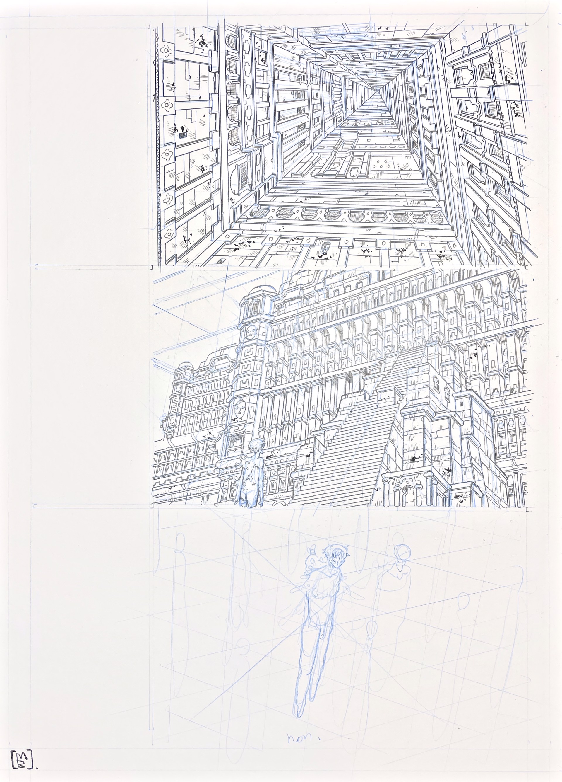 Set of four strips published on Page #211 (partial), #212 & #213, from Carbone et Silicium, 2019 by Mathieu Bablet