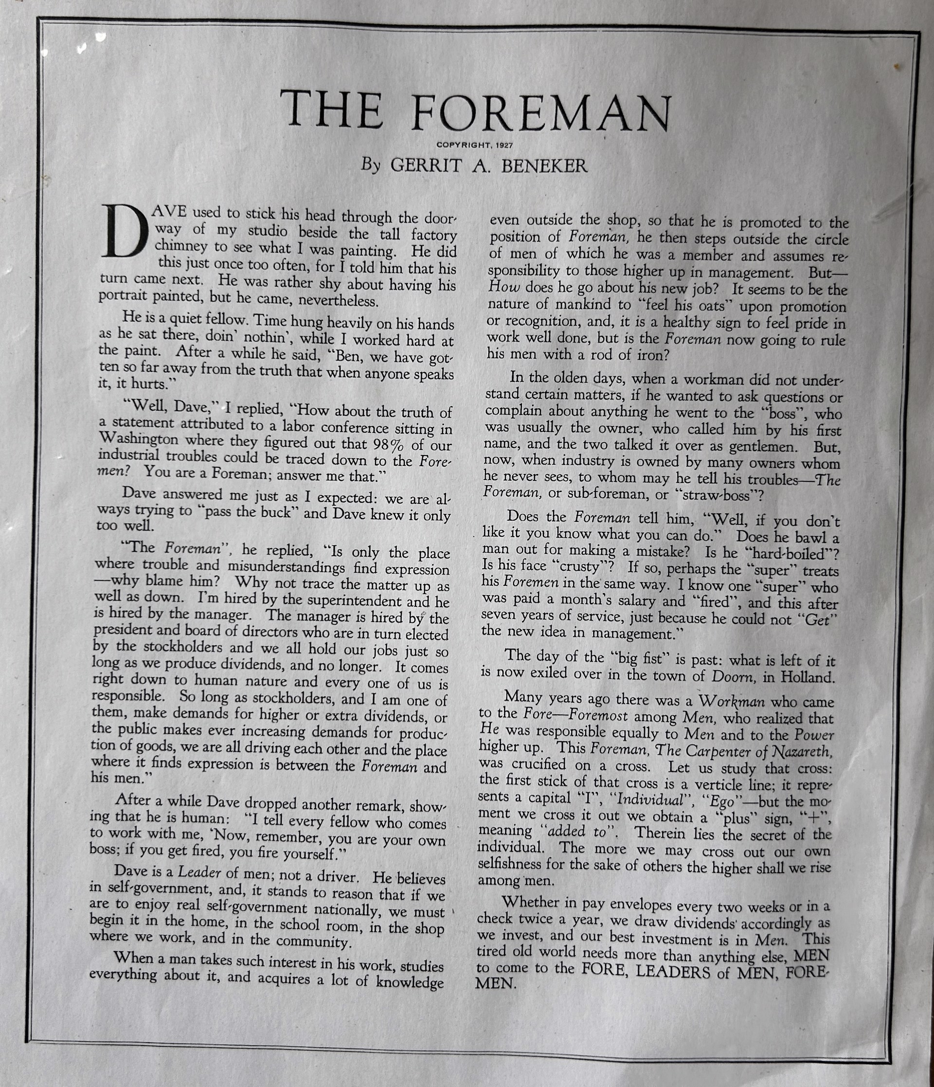 The Foreman by Gerrit Beneker