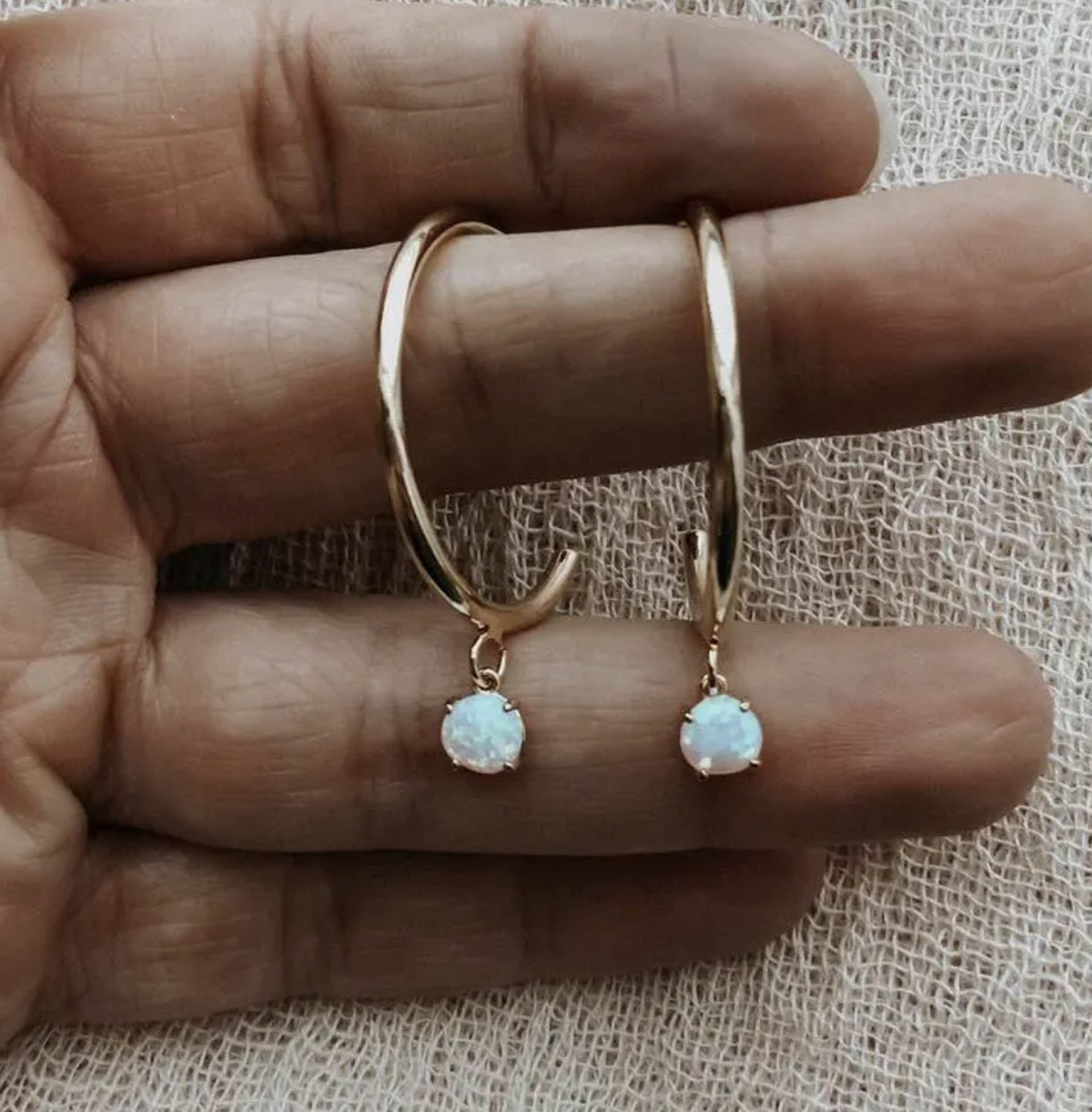 Serafina Opal Hoops by Wander + Lust Jewelry