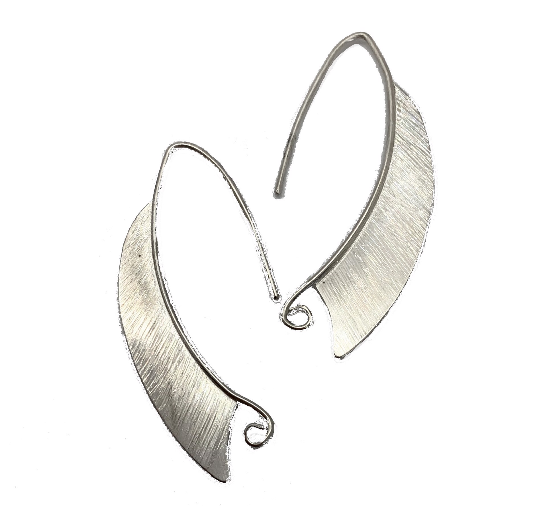 Sterling Silver Half Feathers Earrings by Leslie Eggers