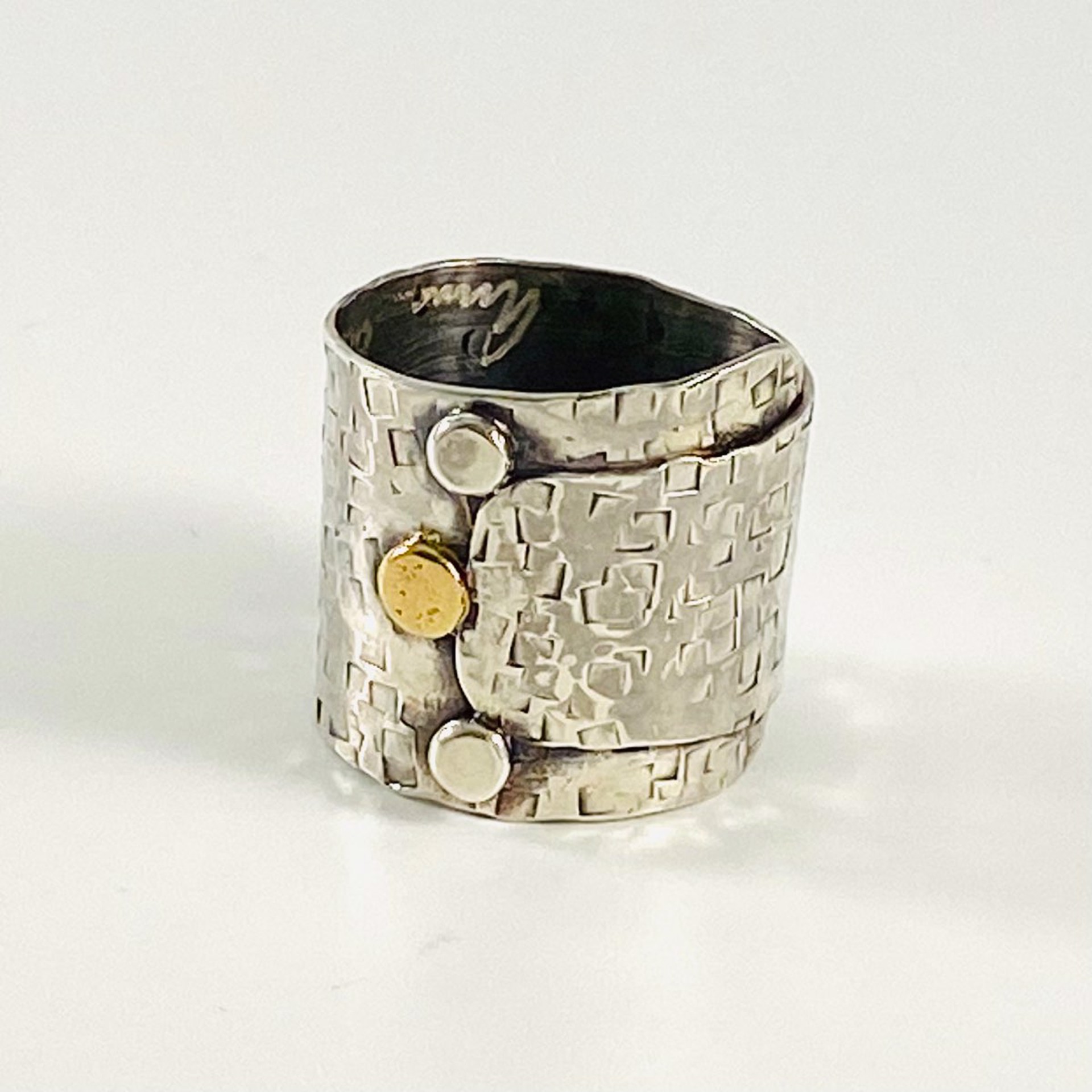 AB22-29 Hammered Band Ring sz6.5 by Anne Bivens