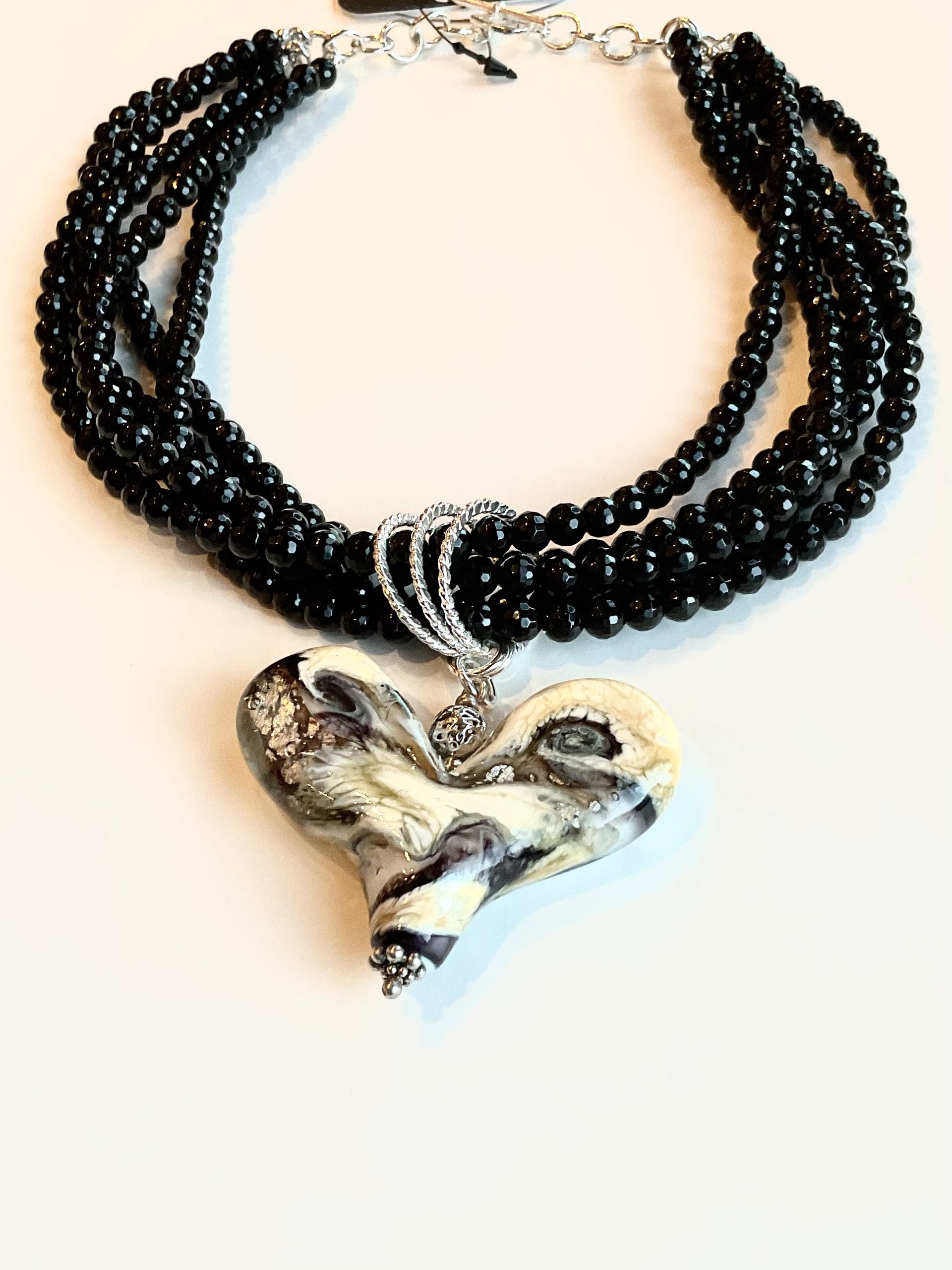 WB23-4 Five-strand Black Onyx Necklace by Worn Beadies