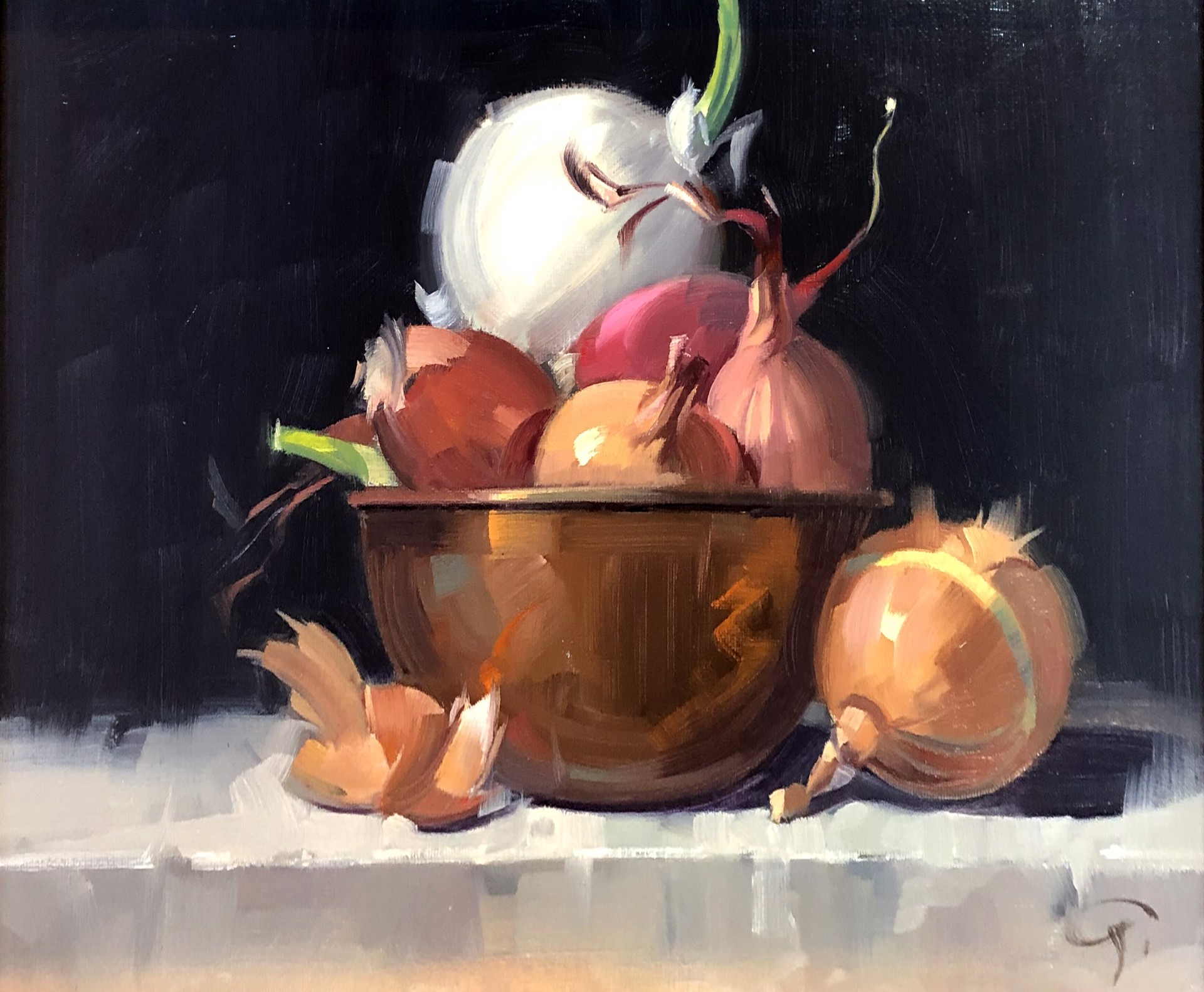 Onions and Copper Bowl by Gerald Griffin