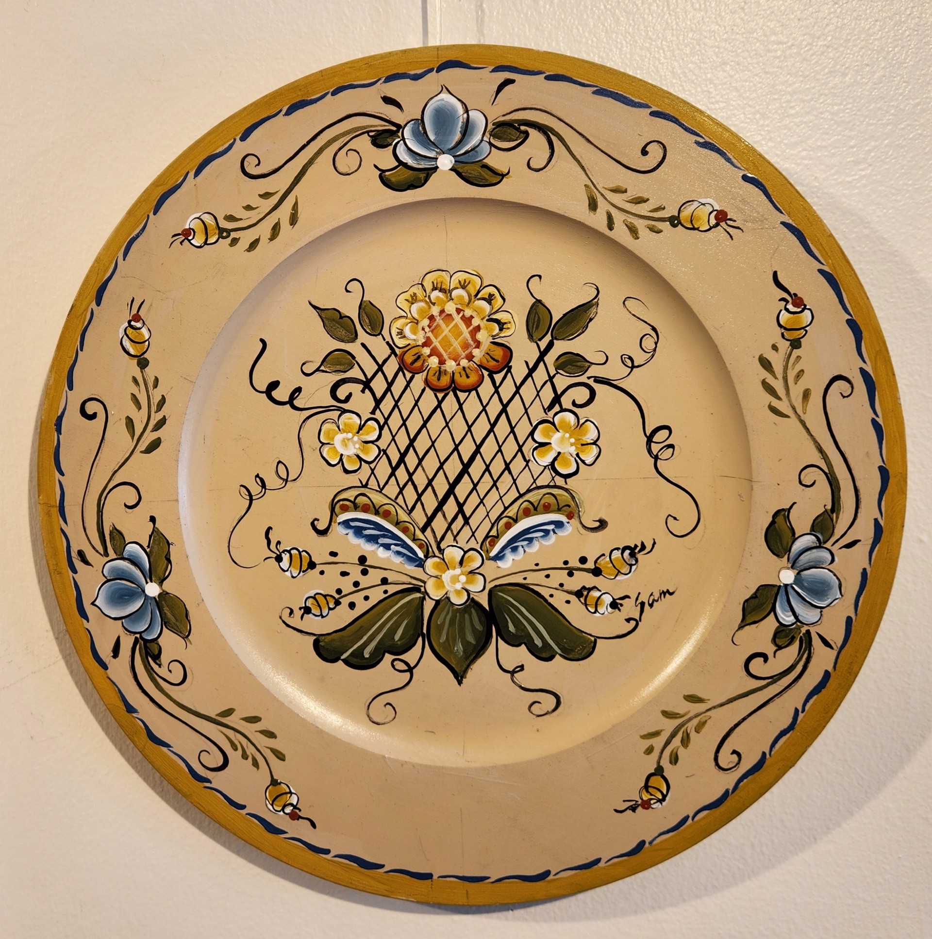 Swedish Folk Art Plate - Kurbits by Shirley Malm