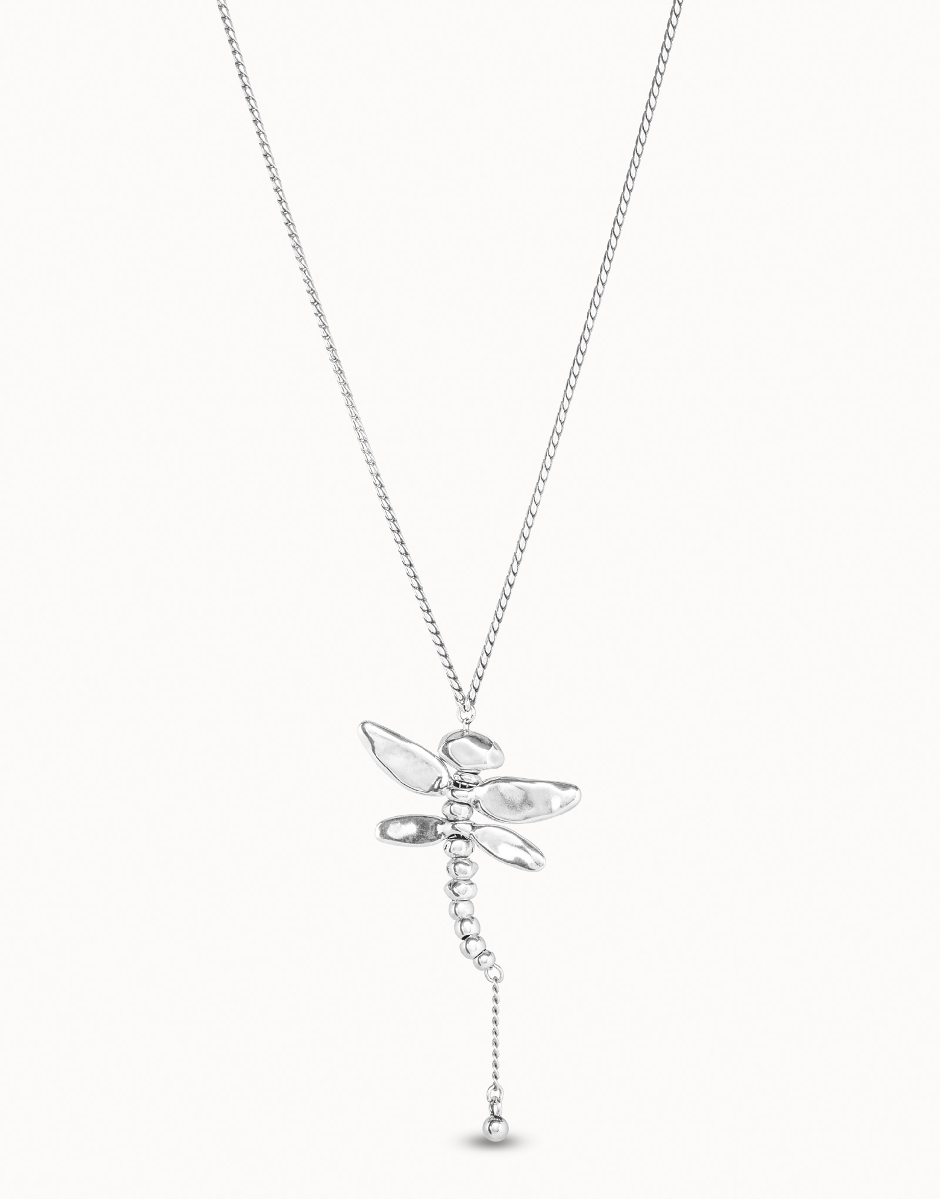Long Silver Dragonfly Necklace by UNO DE 50
