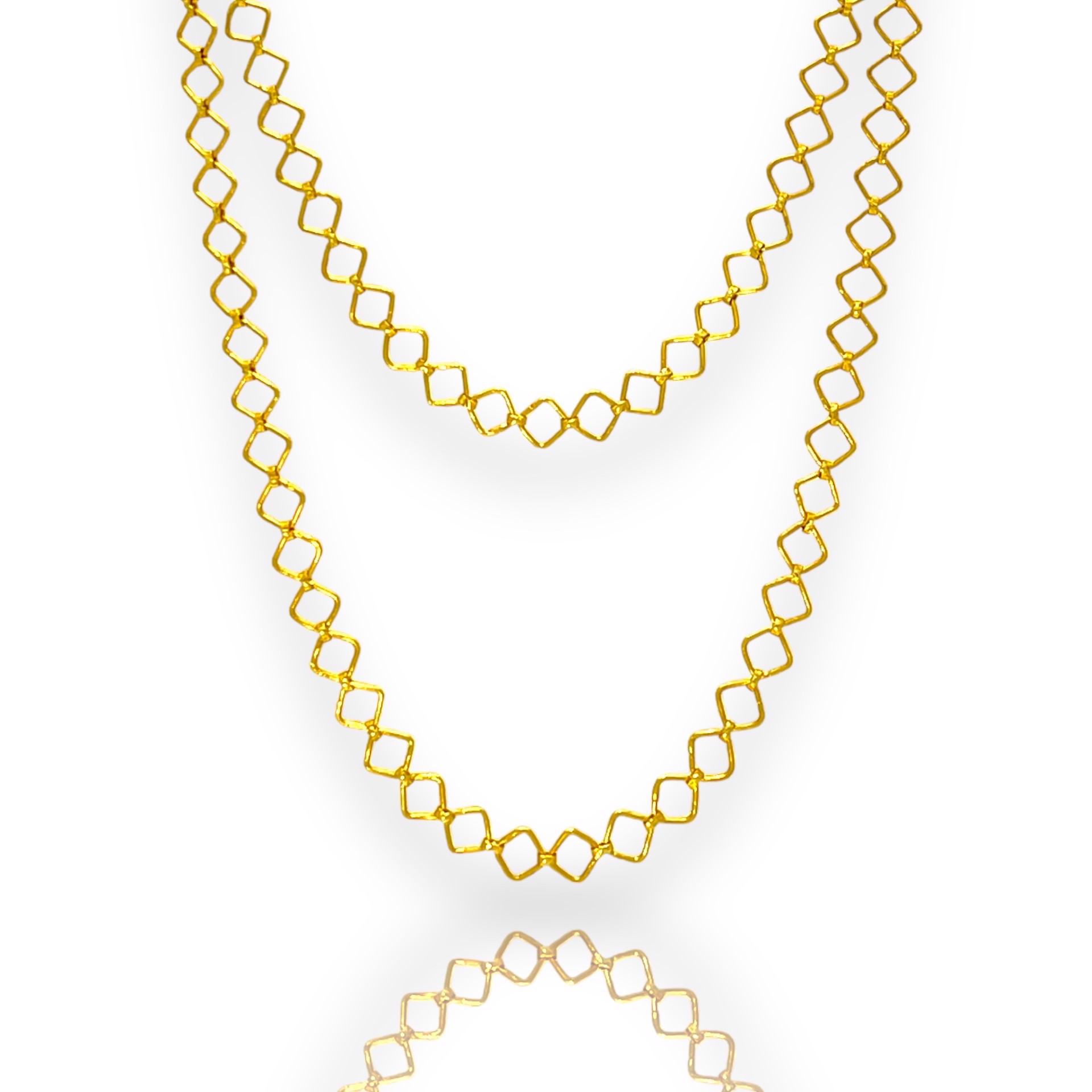 Handmade Chain- Interlocking Diamond Shapes, 18k gold 16" by Mara Labell