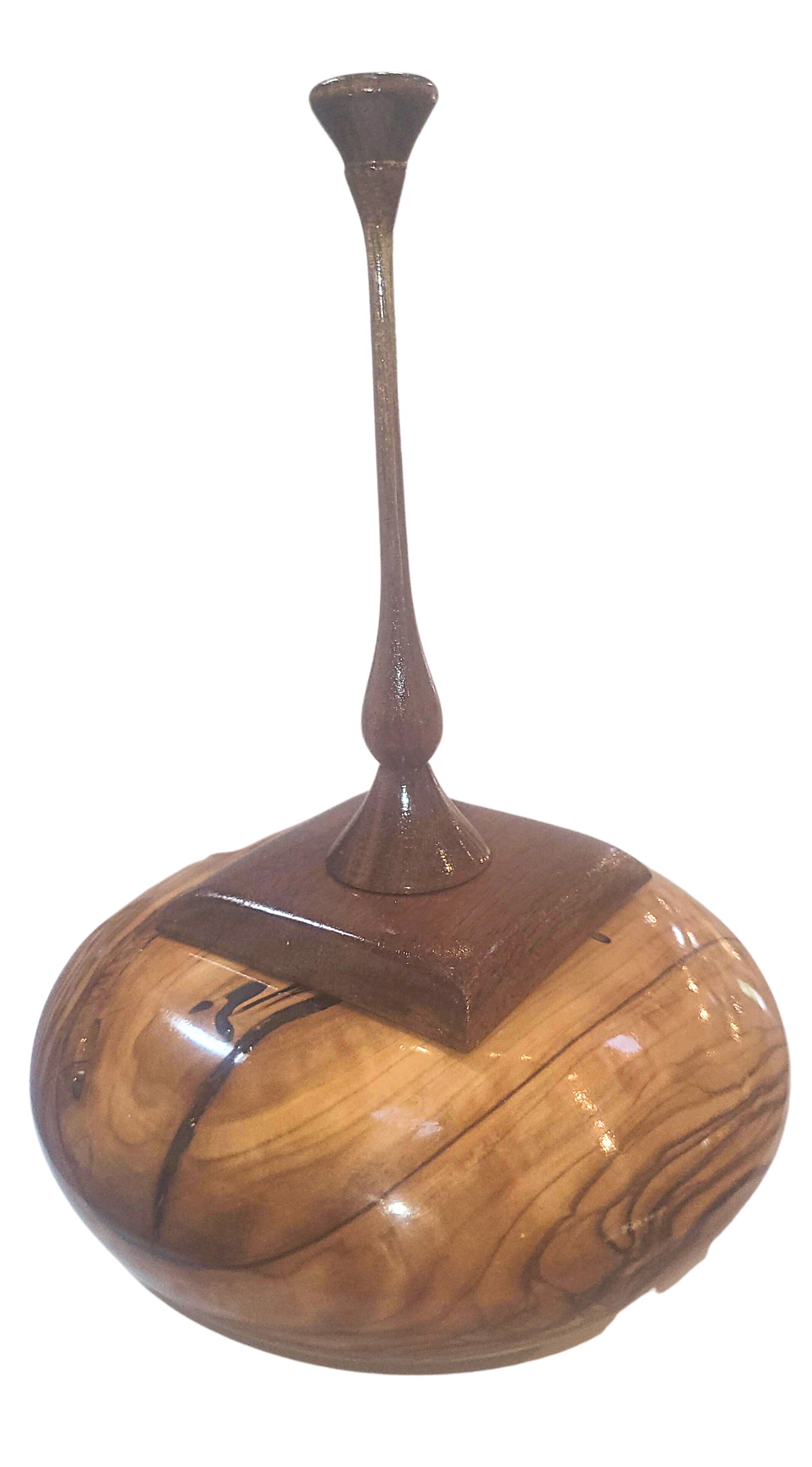 Spalted Maple hollw form with Walnut Finial 8" by Jim Scott