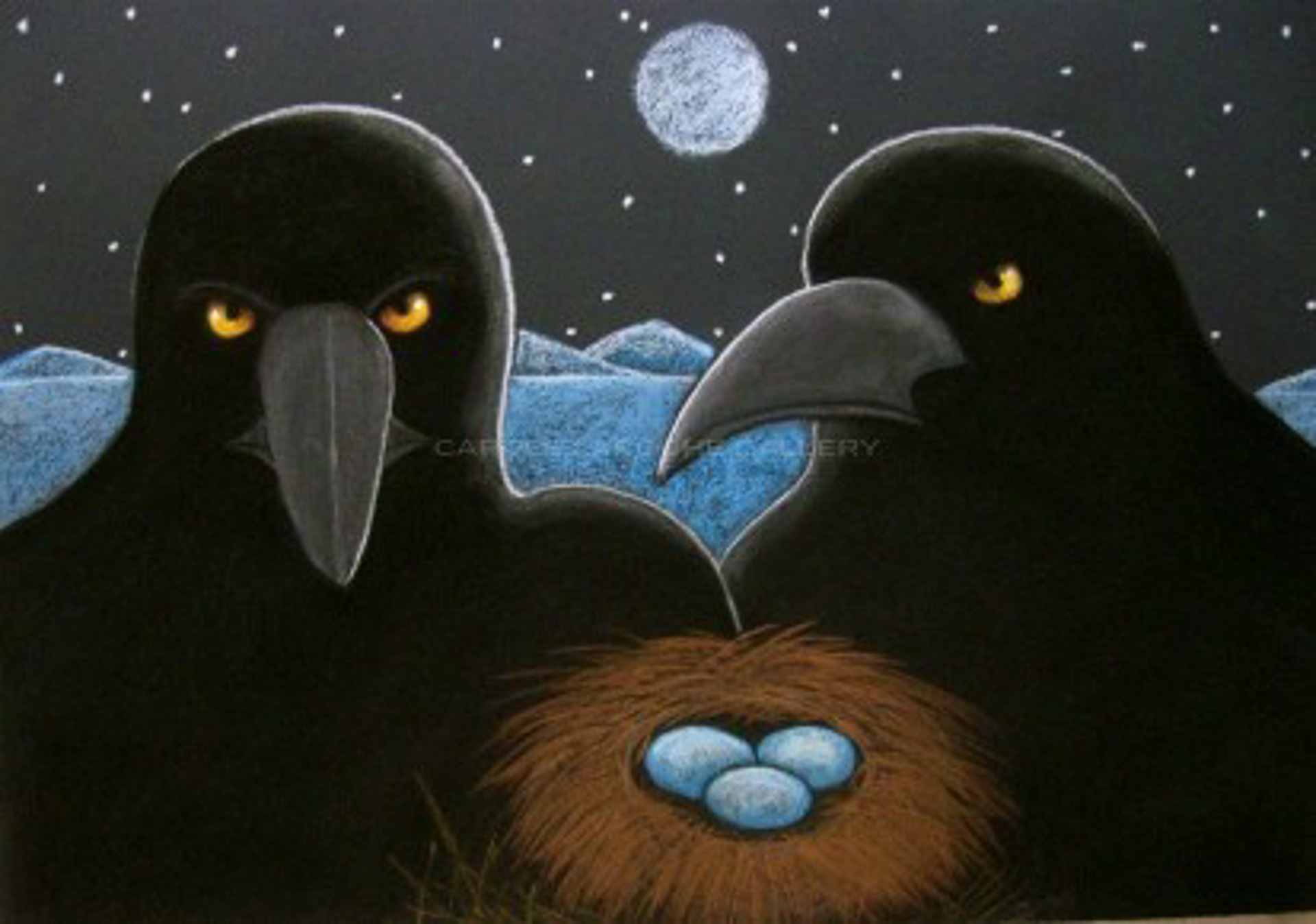Midnight Ravens Nest - LARGE Framed $3700 by Carole LaRoche