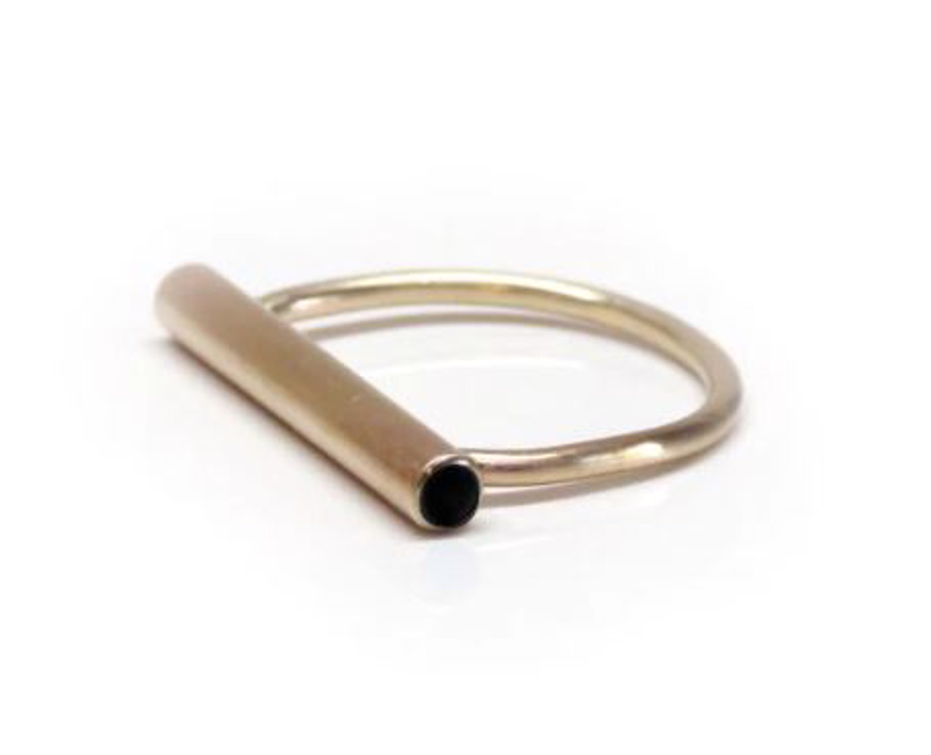 Bar Ring with Black Spinel, 18K Gold - LHBB2 by Leandra Hill