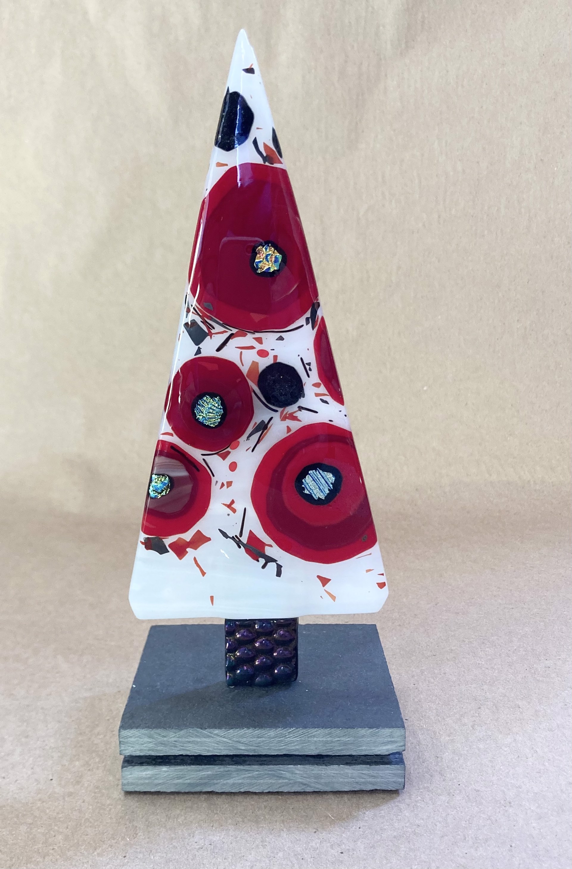 8" Tree on Stand/Red Poppy by Doug and Barbara Henderson