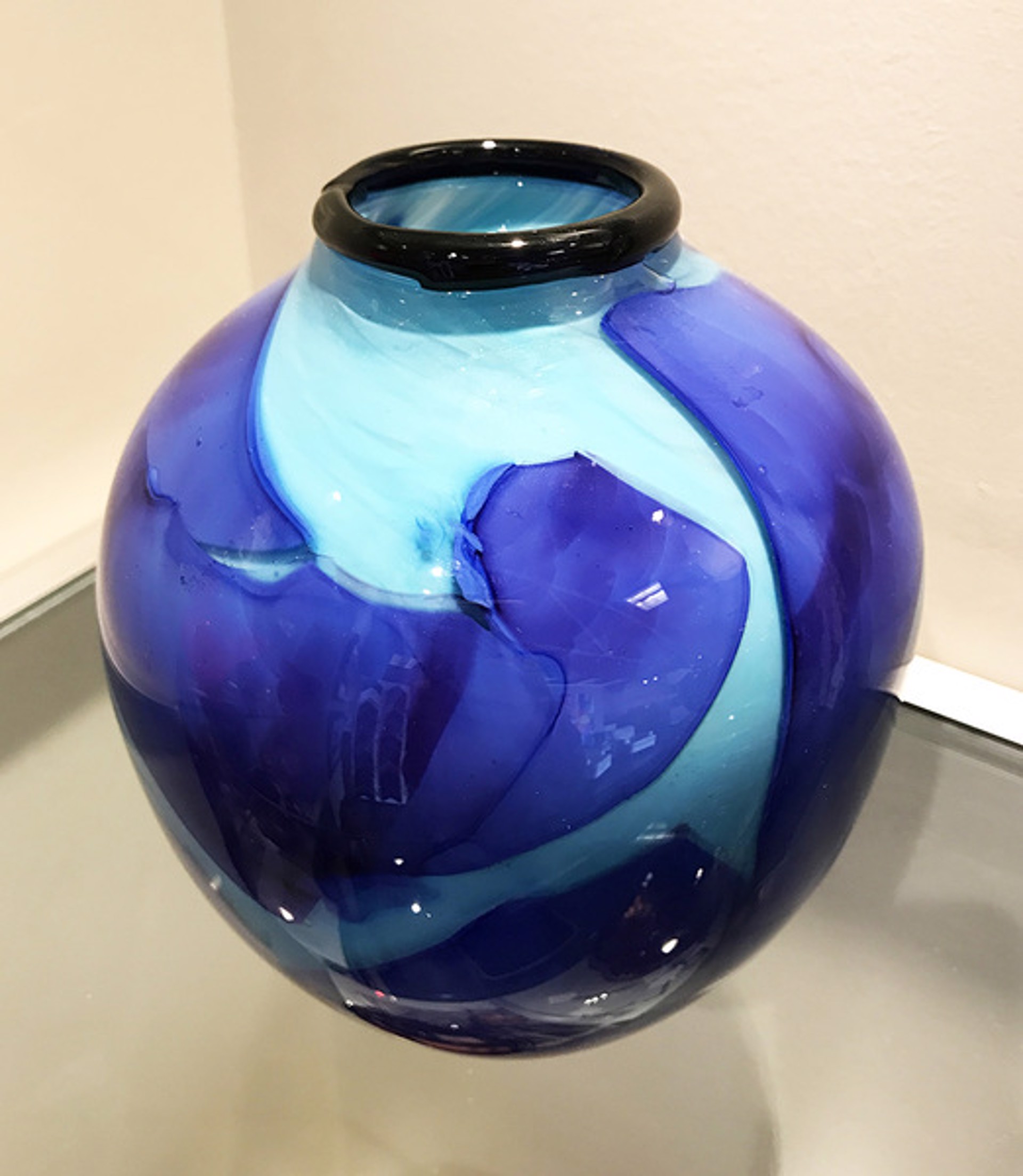 Vase, Whimsy Blue shards over turquoise by AlBo Glass