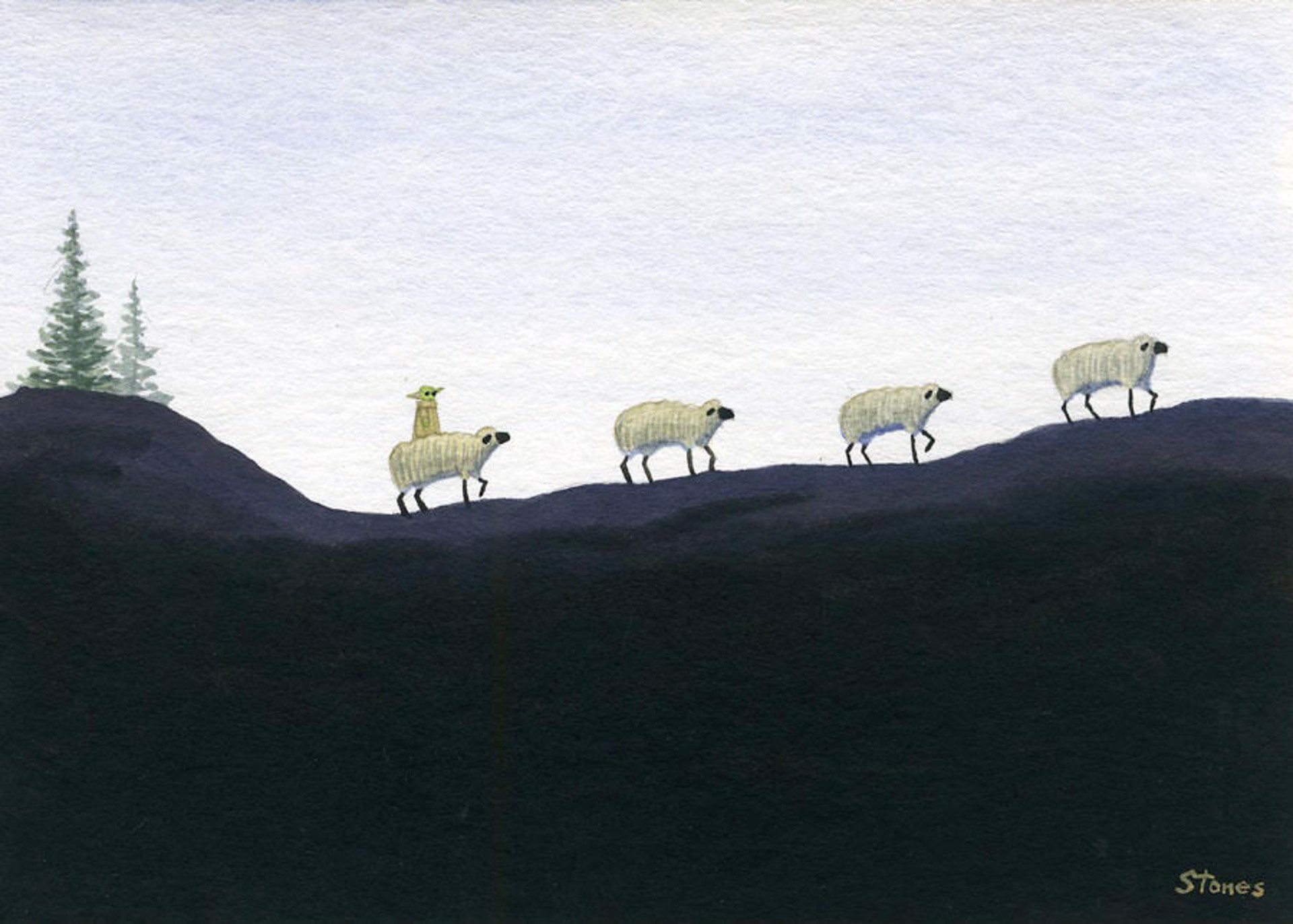 Four Sheep, One Child by Greg Stones