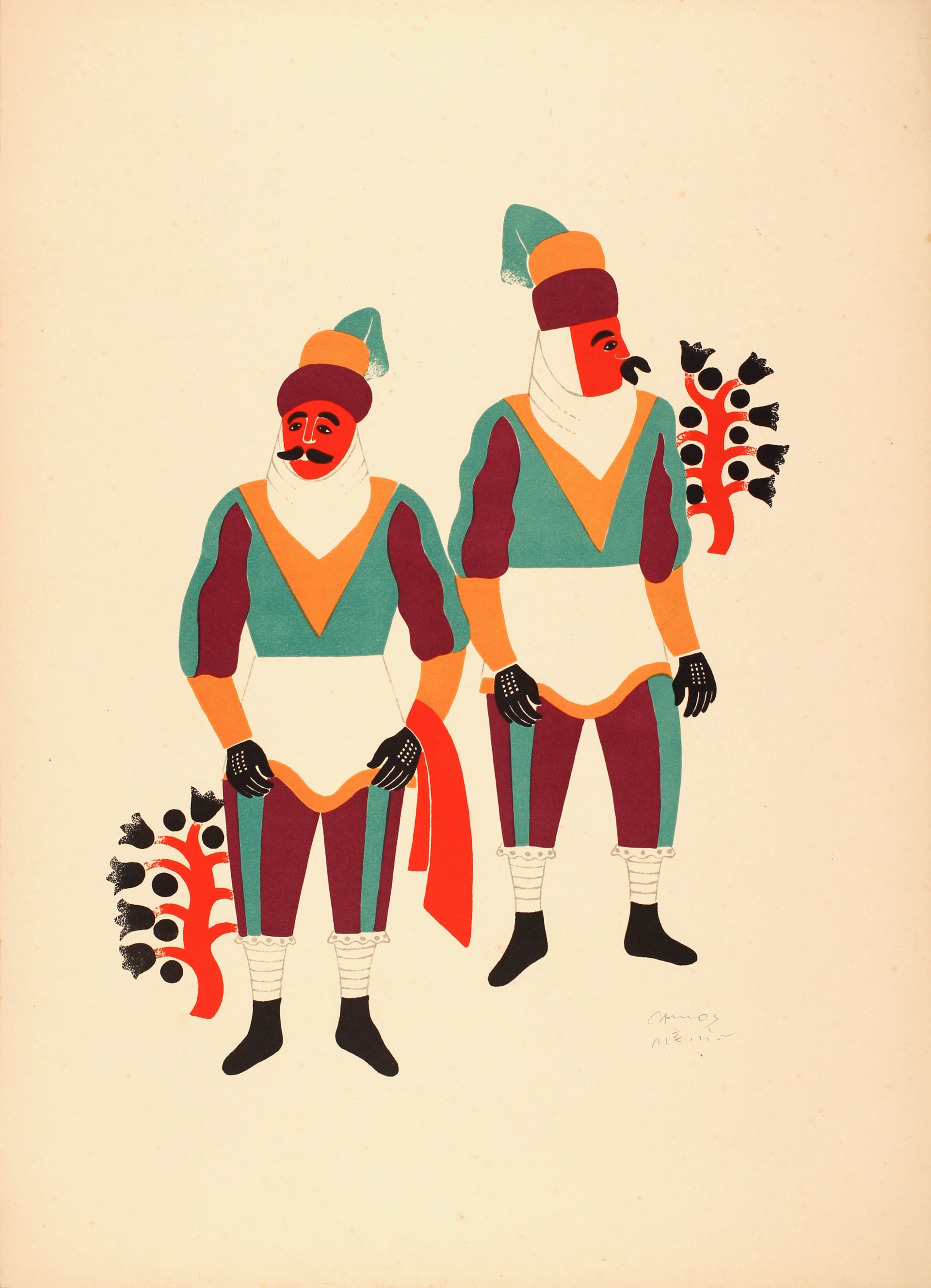 Two Men From Ocotoxco Dressed as Moors by Carlos Mérida