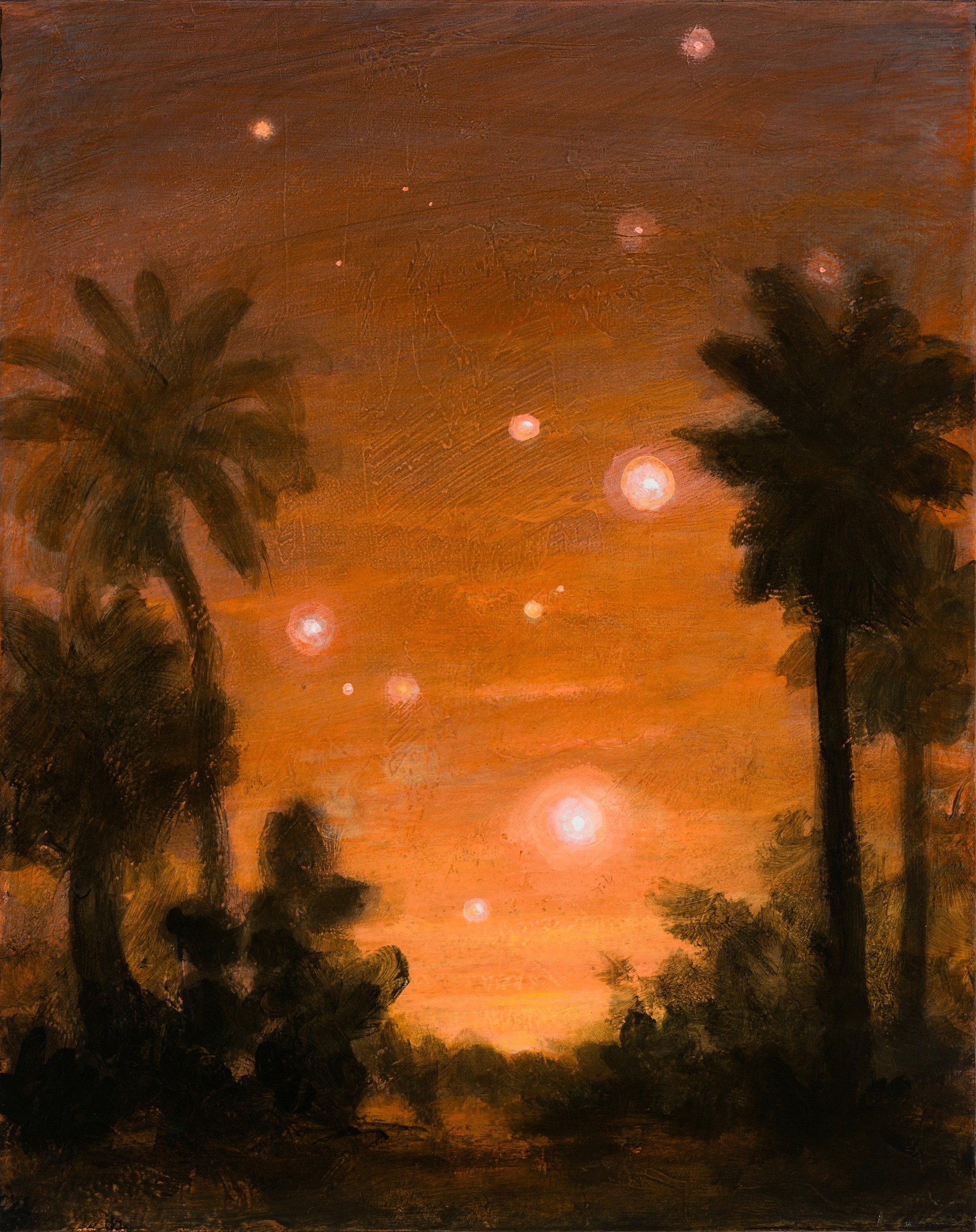 Celestial Bodies With Four Palm Trees by Kevin Sloan