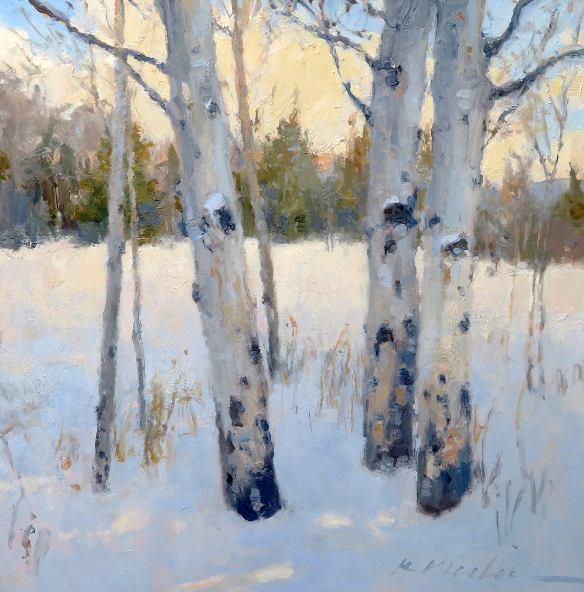 Last Light on Winter Aspens by Kate Kiesler