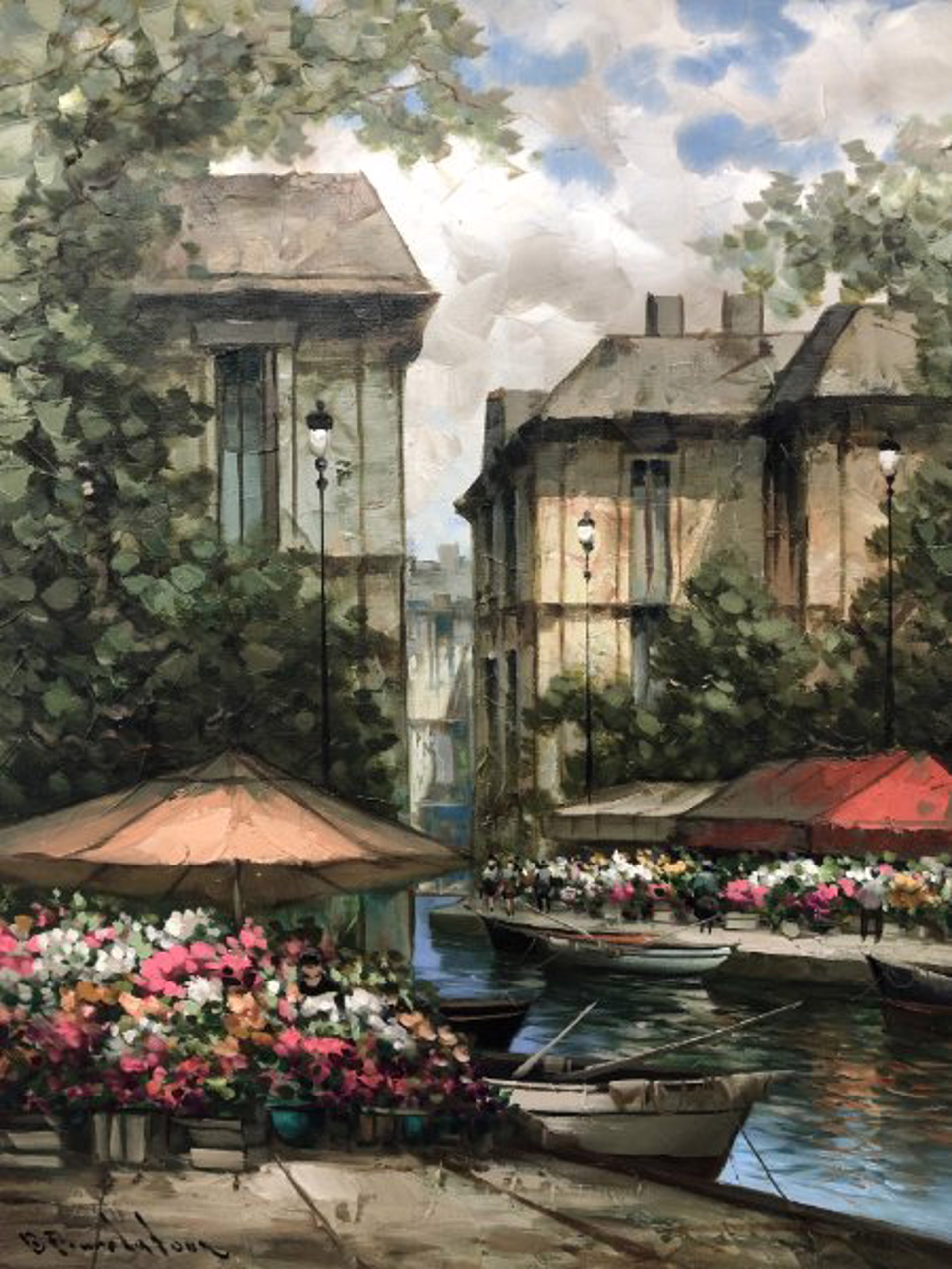 Flower Market on Canal by Pierre Latour