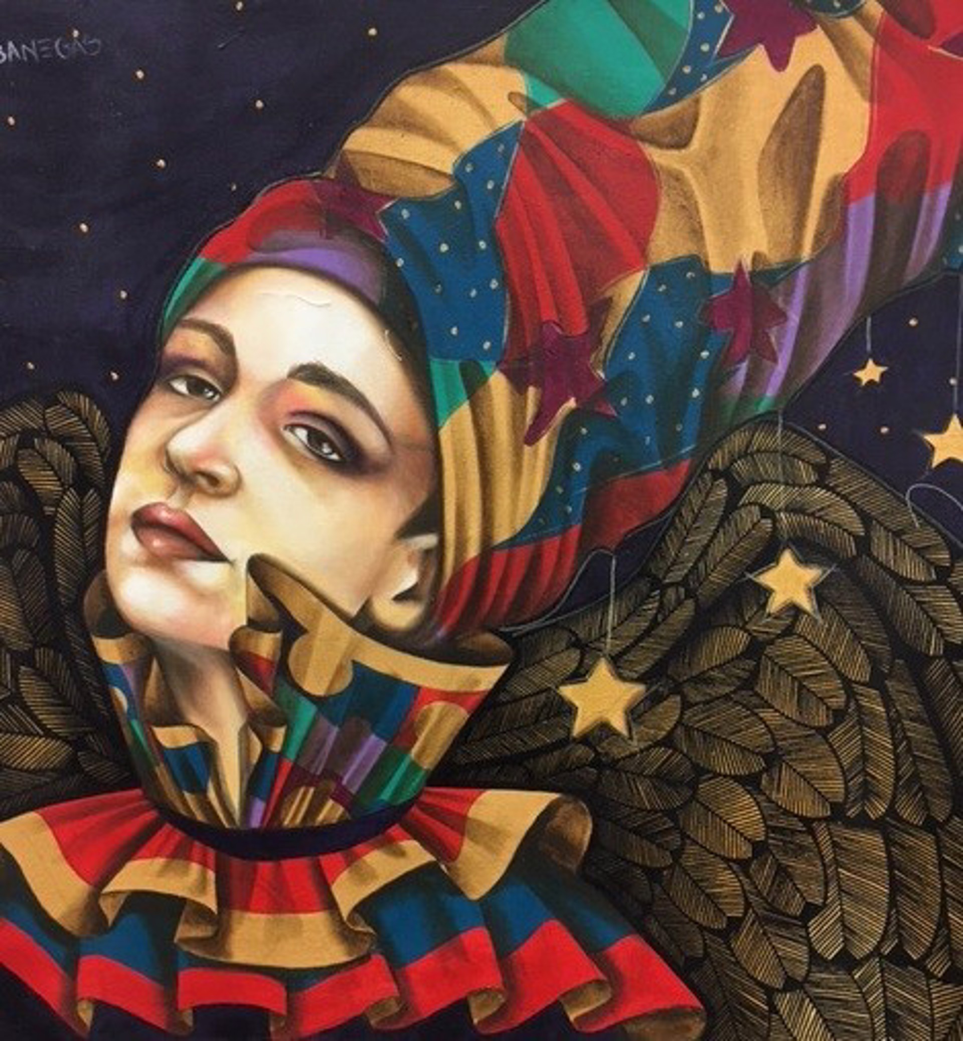Floating into the Cosmos woman with the stars by Leticia Banegas