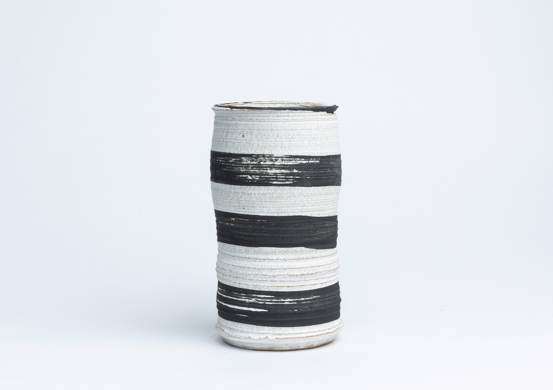 B & W Striped Tumbler Vase by Glory Day Loflin Ceramics