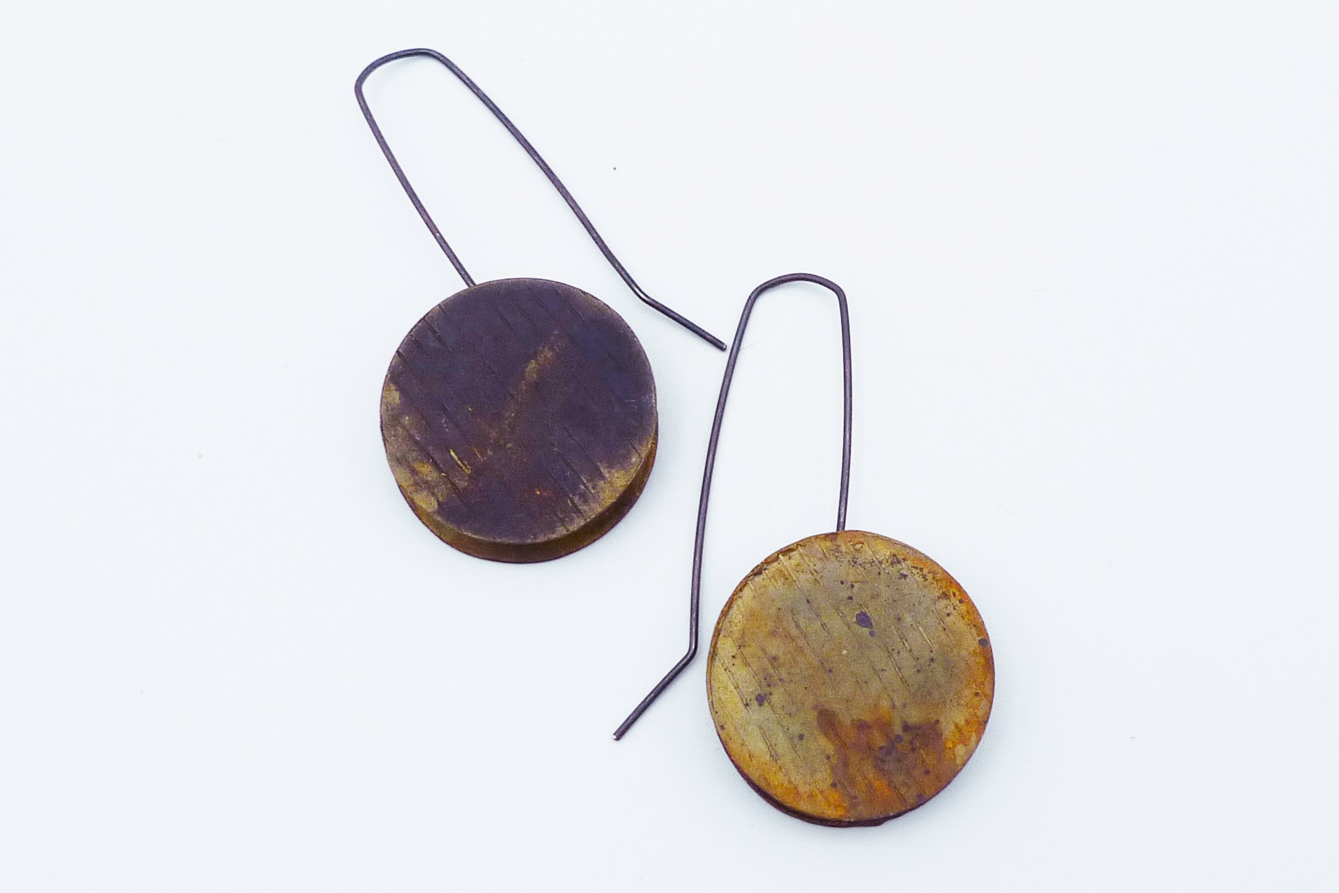 Small Yellow Brown Disk Earrings by Juan Fried