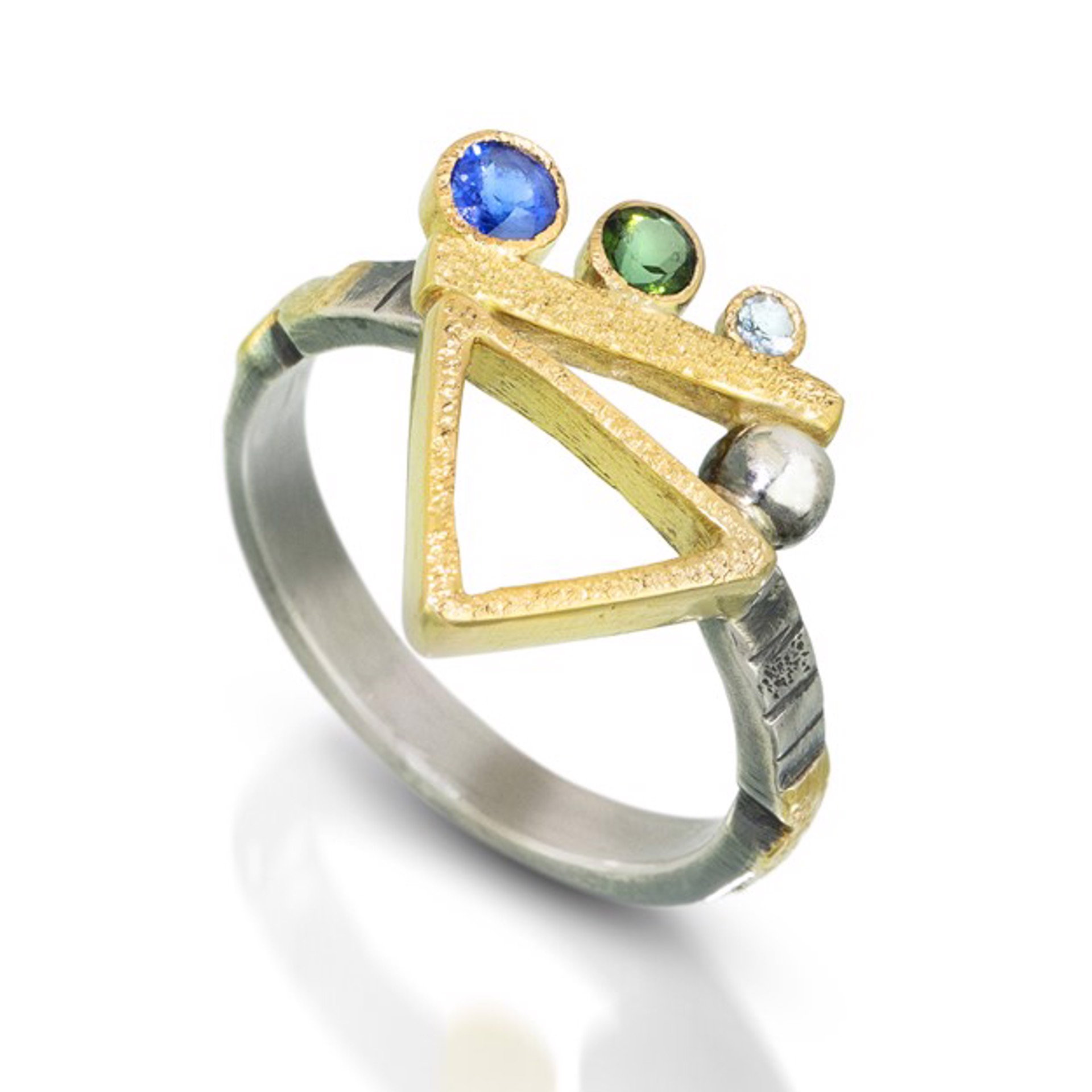 Triangle Ring with Three Stones by Karla Hackman