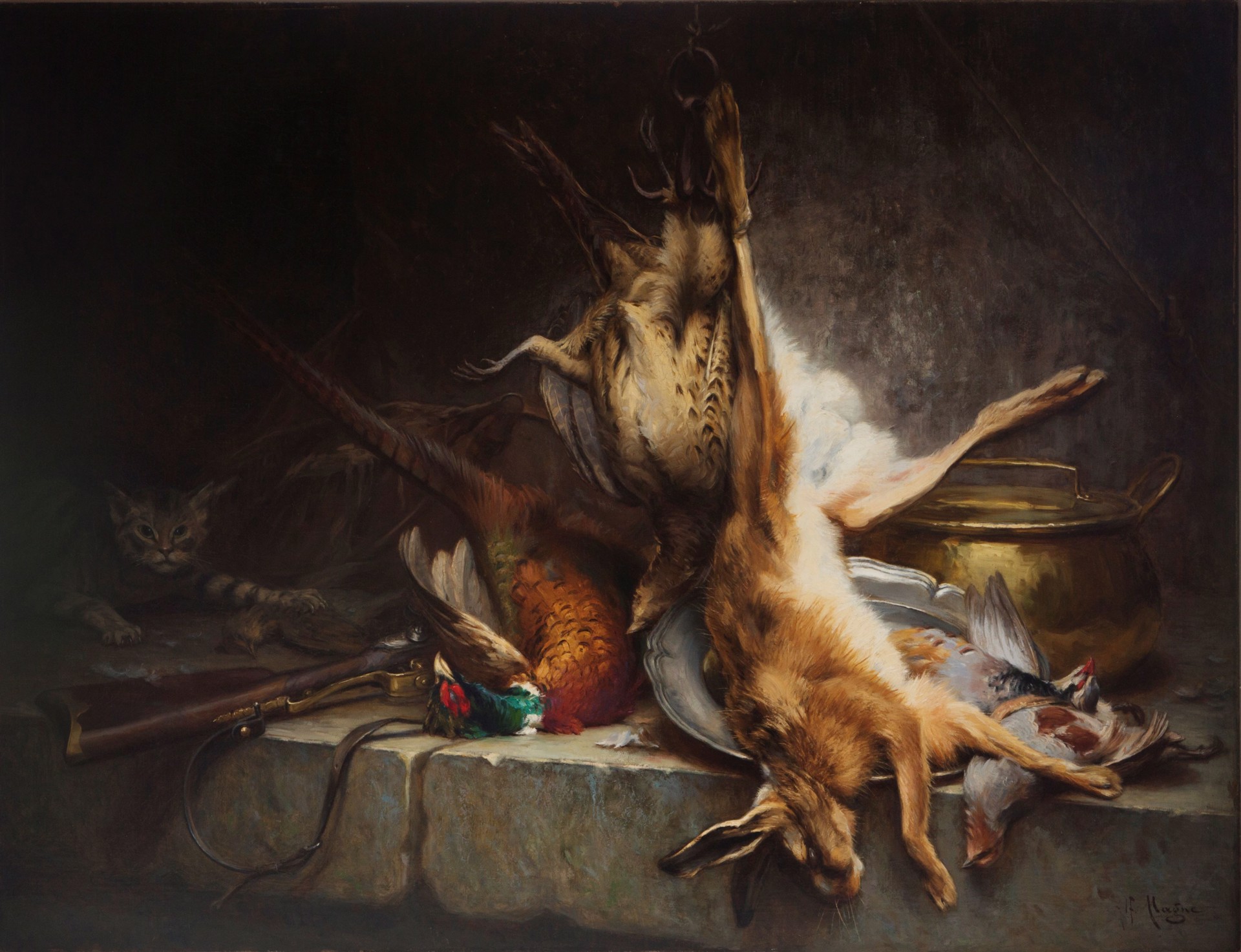 Still Life with Cat by Alfred Magne