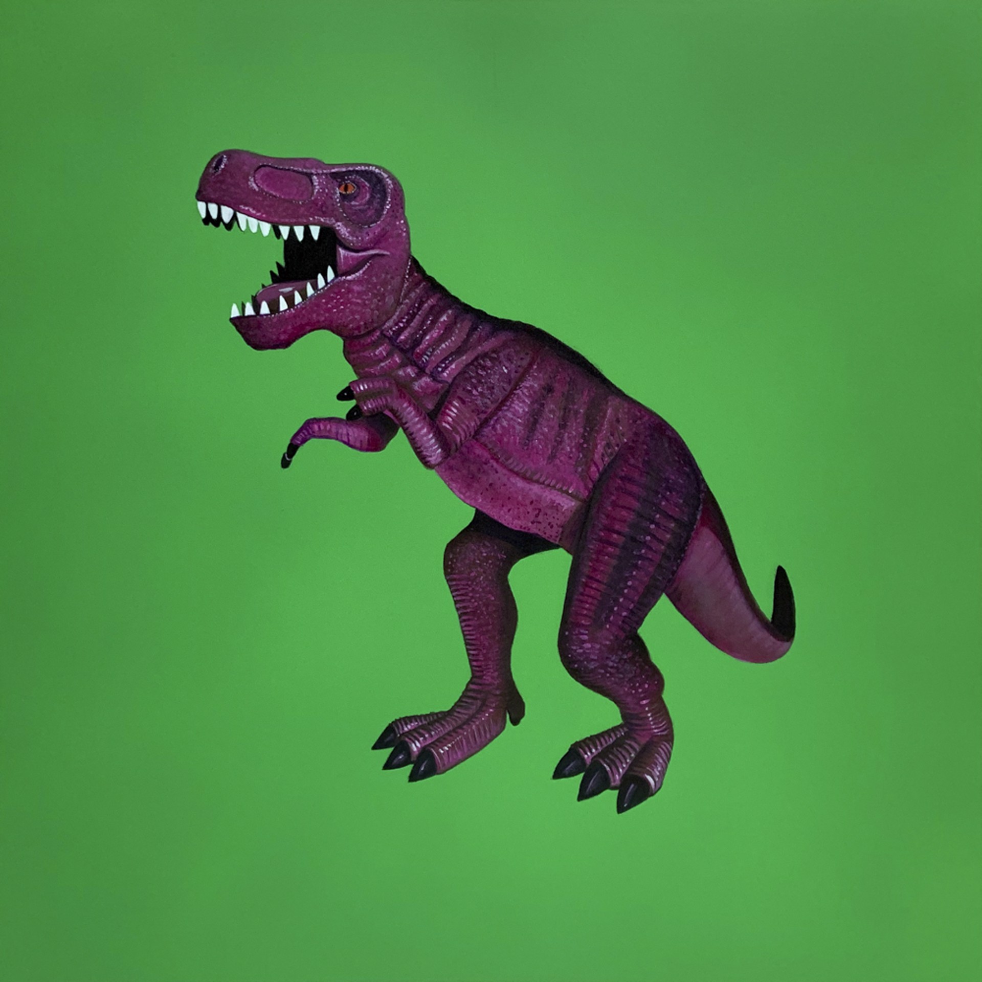 Magenta T.Rex on Green by Colleen Critcher