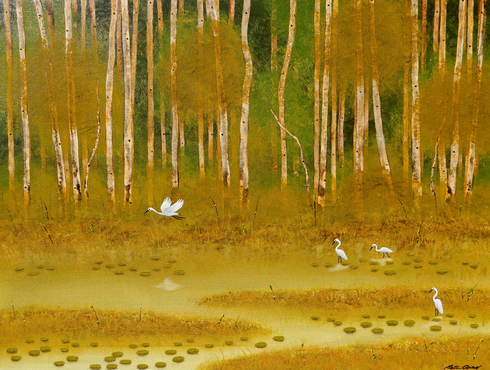 Egrets Garden by Peter Coad