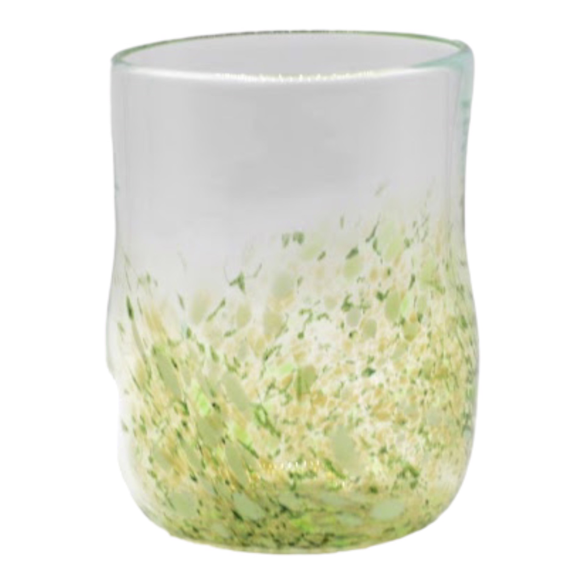 Flat Bottom Hand Blown Glass Cup - Green by Katie Sisum